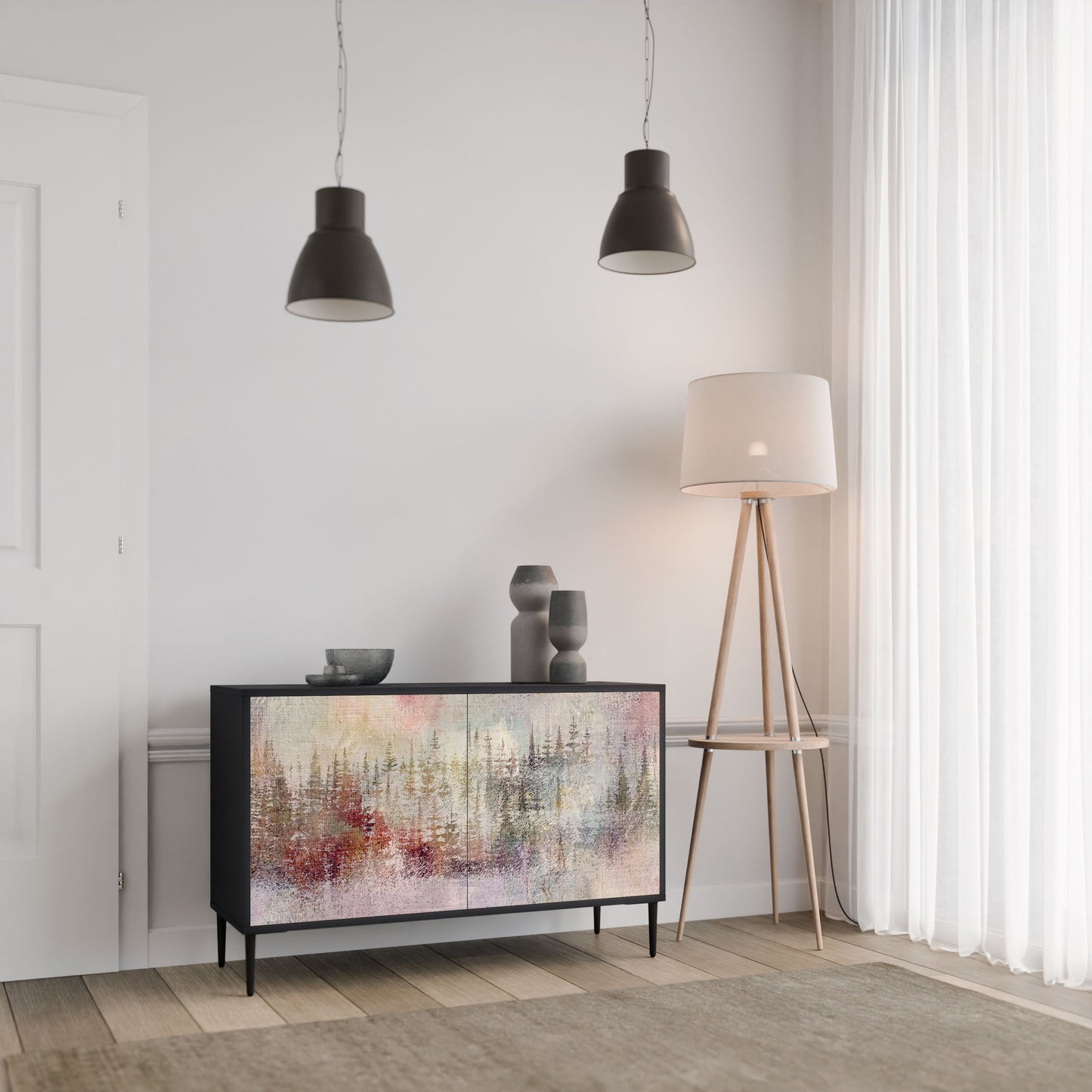 Credenza a 2 ante VEILED SUMMIT in finitura nera