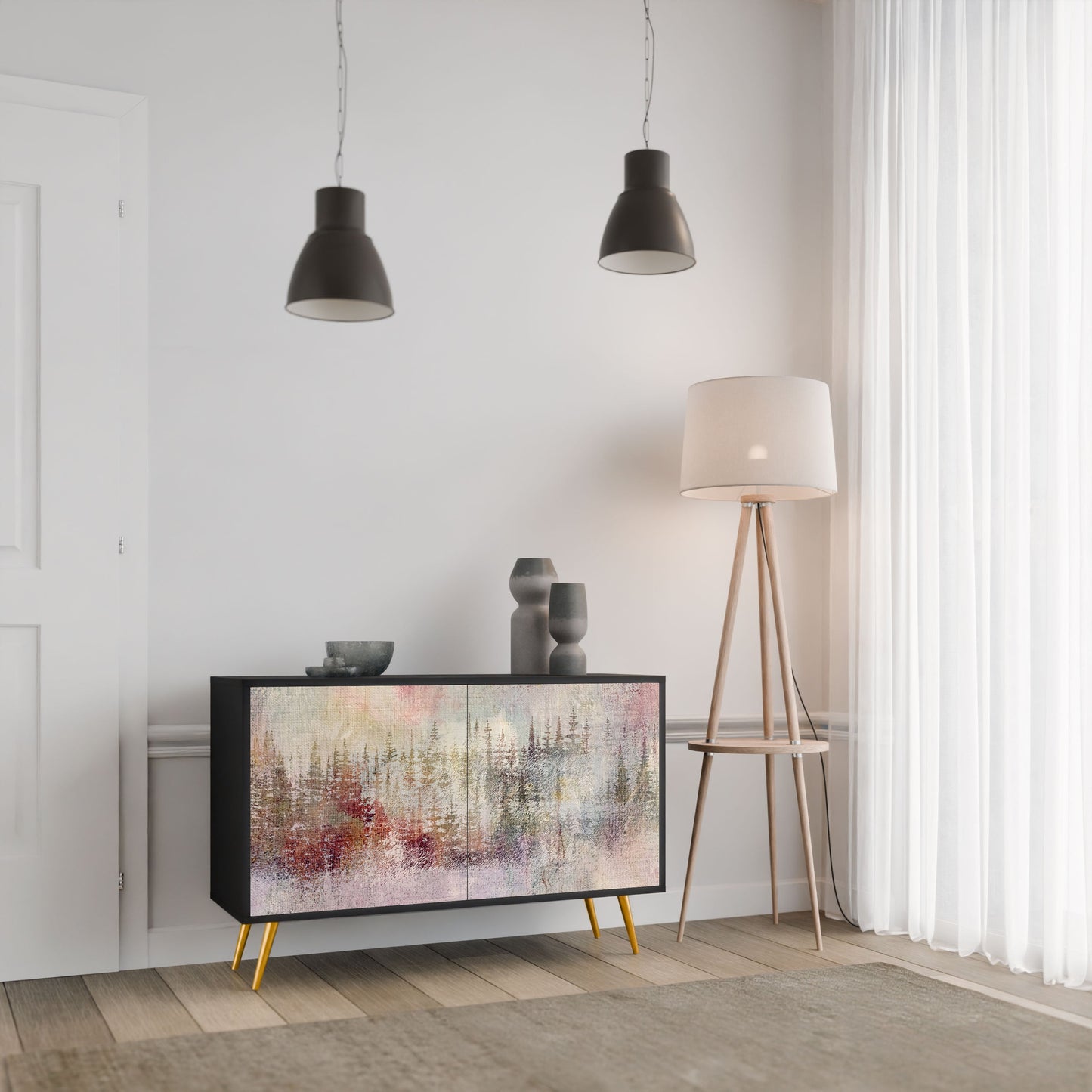 Credenza a 2 ante VEILED SUMMIT in finitura nera