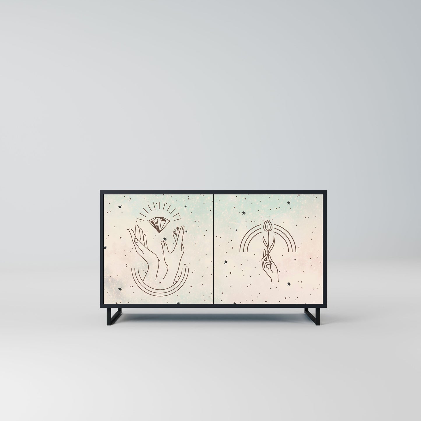 Credenza DELICATE BEAUTY a 2 ante in finitura nera