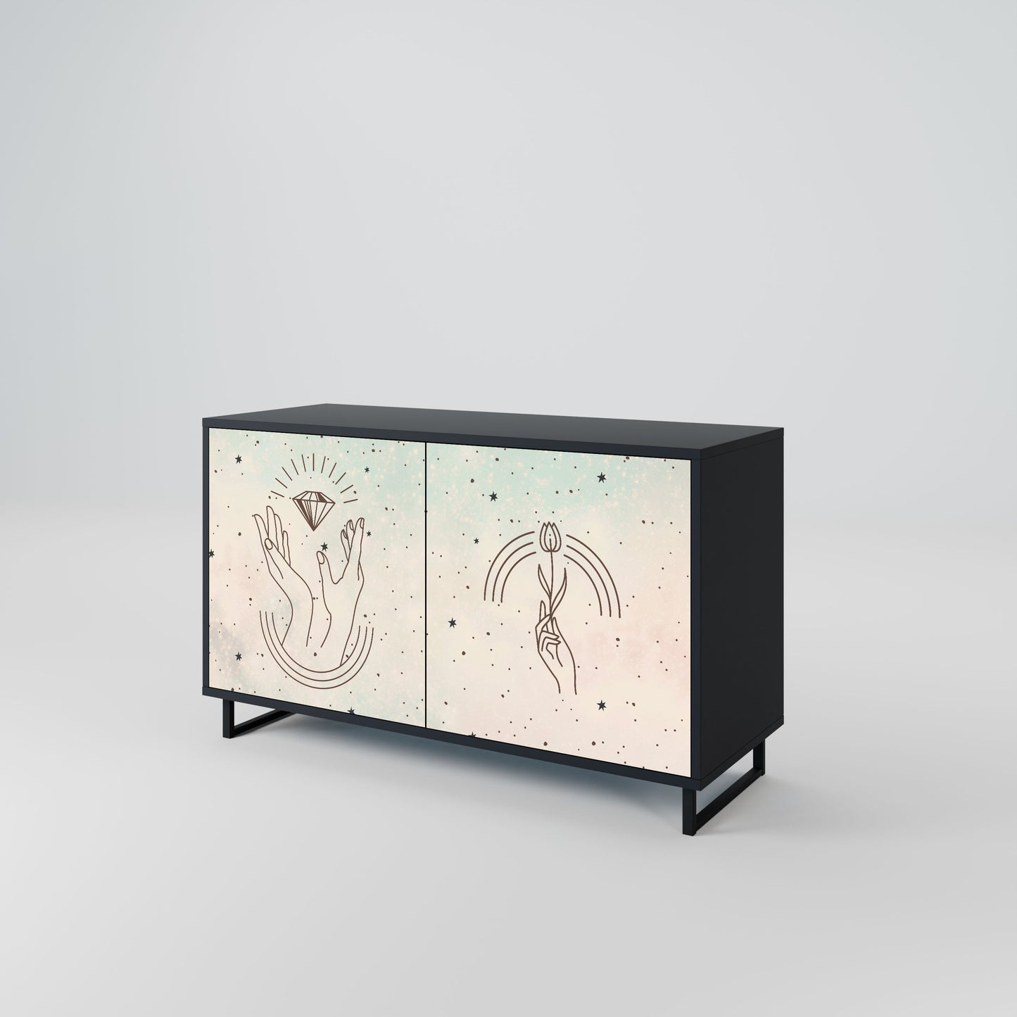 Credenza DELICATE BEAUTY a 2 ante in finitura nera