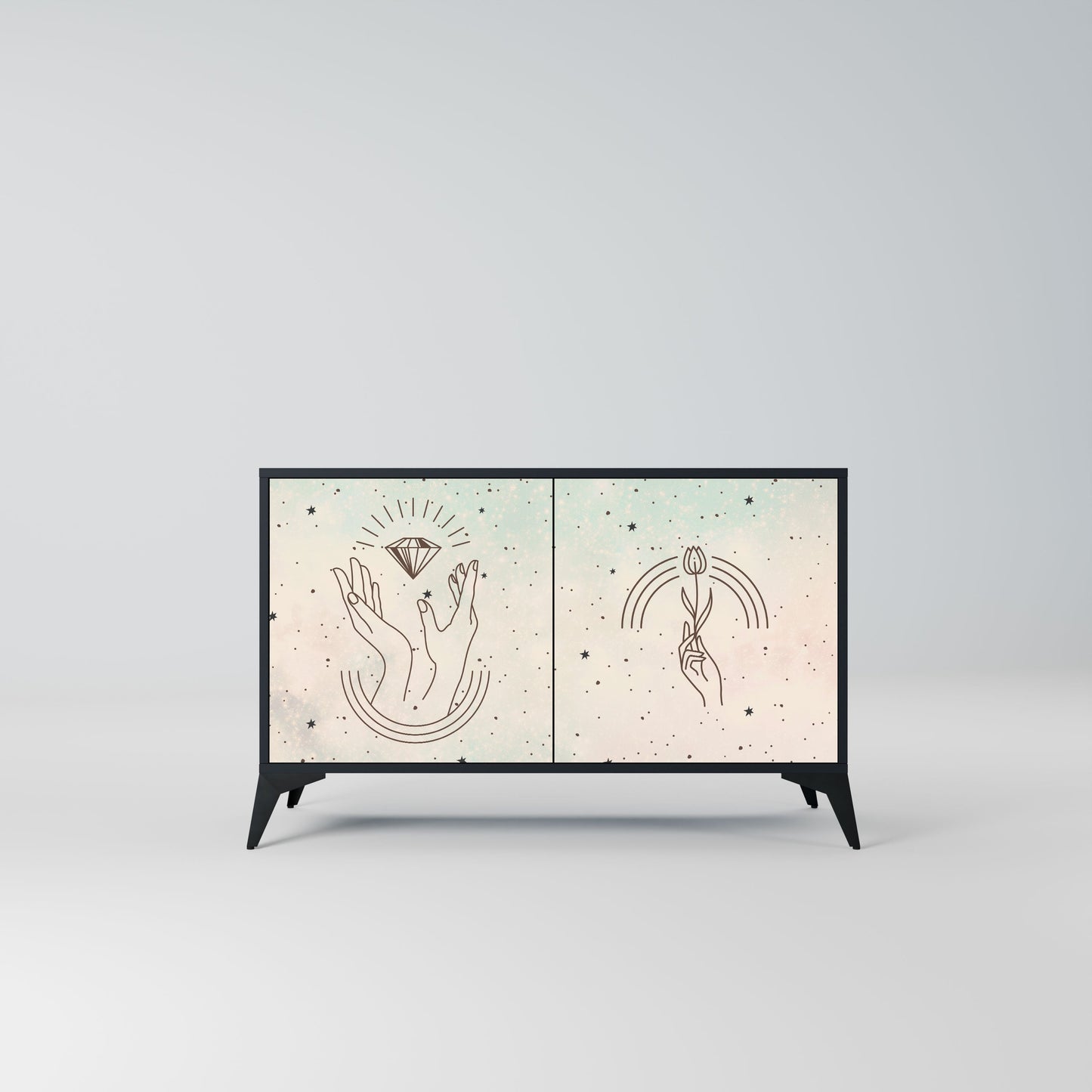 Credenza DELICATE BEAUTY a 2 ante in finitura nera