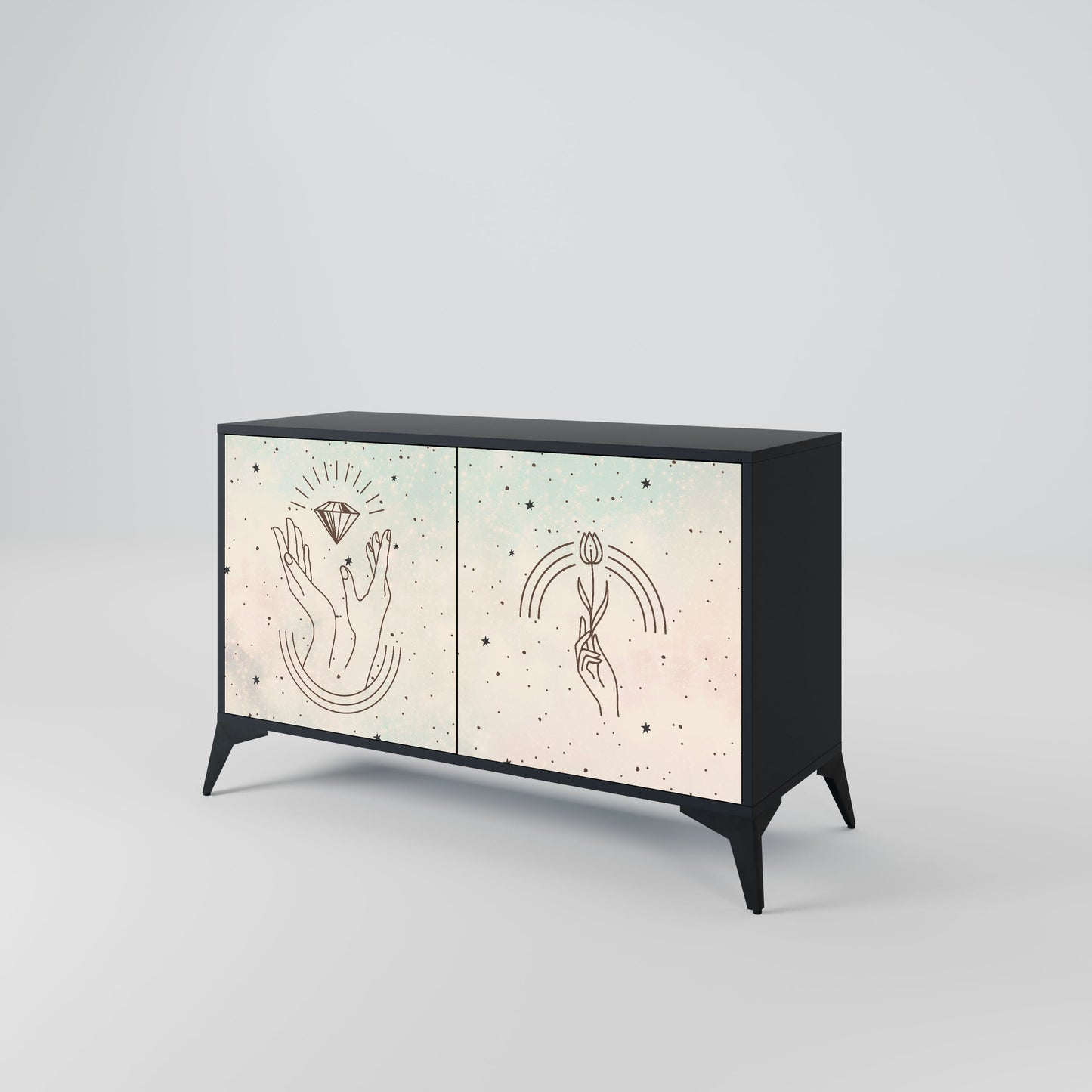 Credenza DELICATE BEAUTY a 2 ante in finitura nera