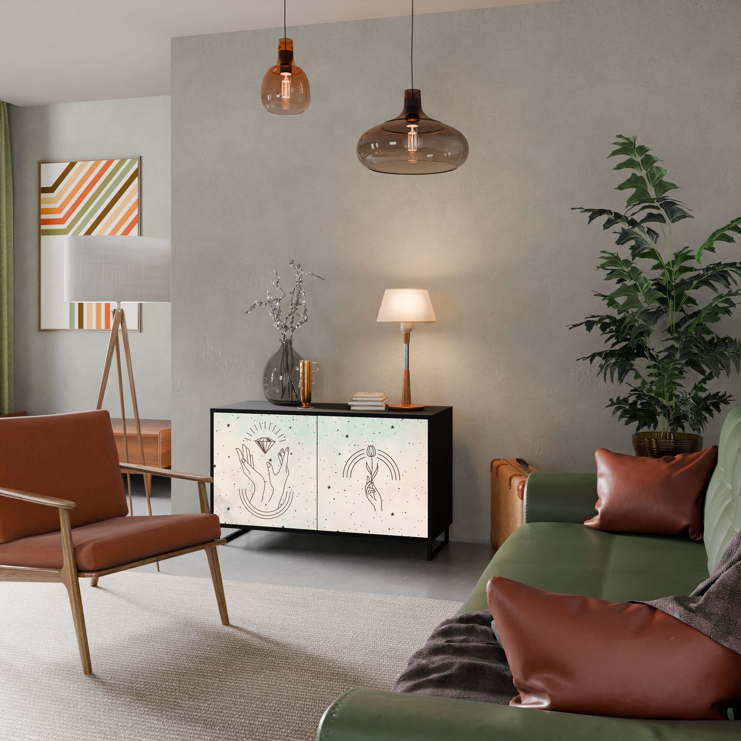 Credenza DELICATE BEAUTY a 2 ante in finitura nera