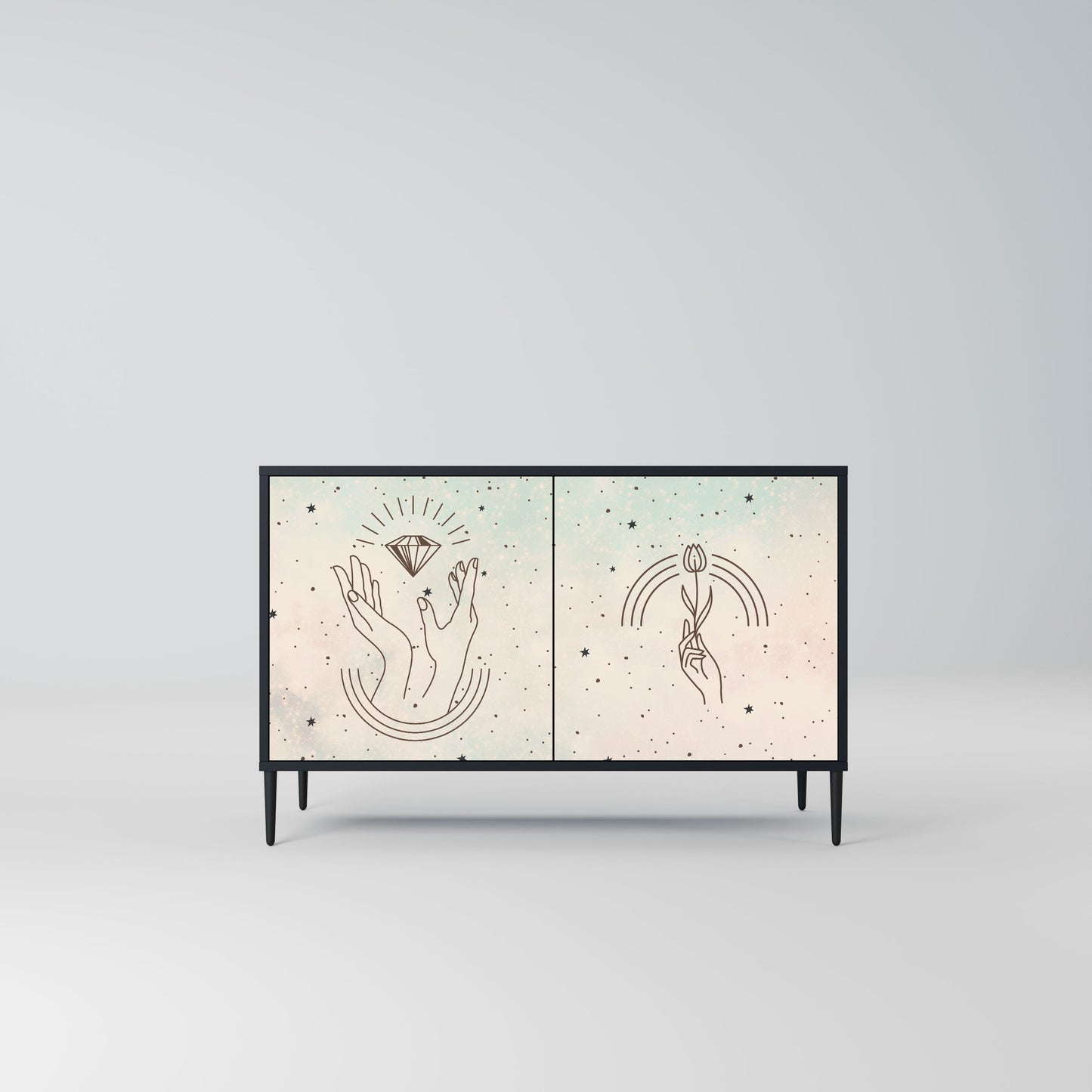 Credenza DELICATE BEAUTY a 2 ante in finitura nera