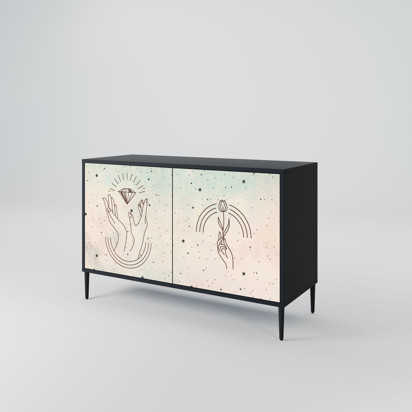 Credenza DELICATE BEAUTY a 2 ante in finitura nera
