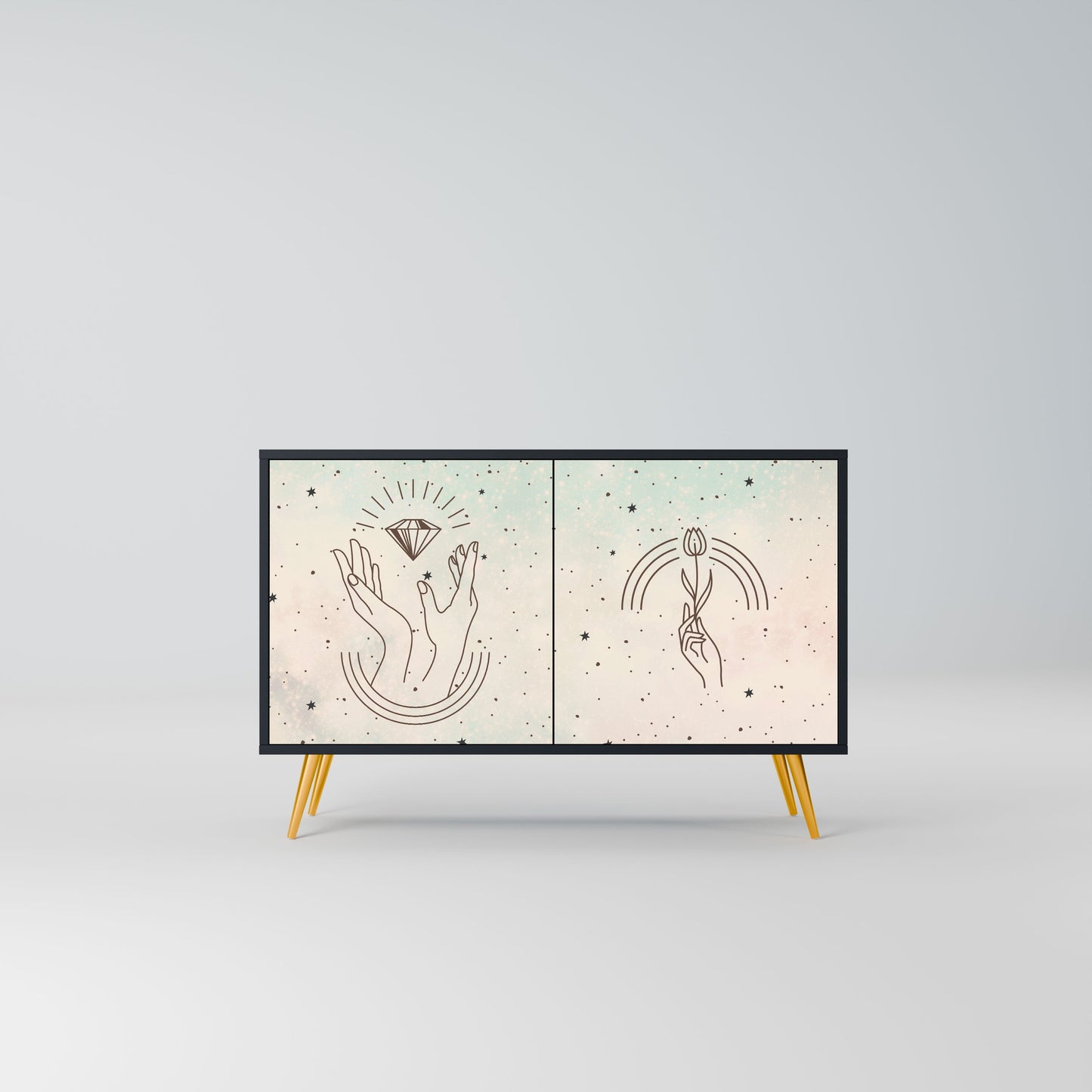 Credenza DELICATE BEAUTY a 2 ante in finitura nera