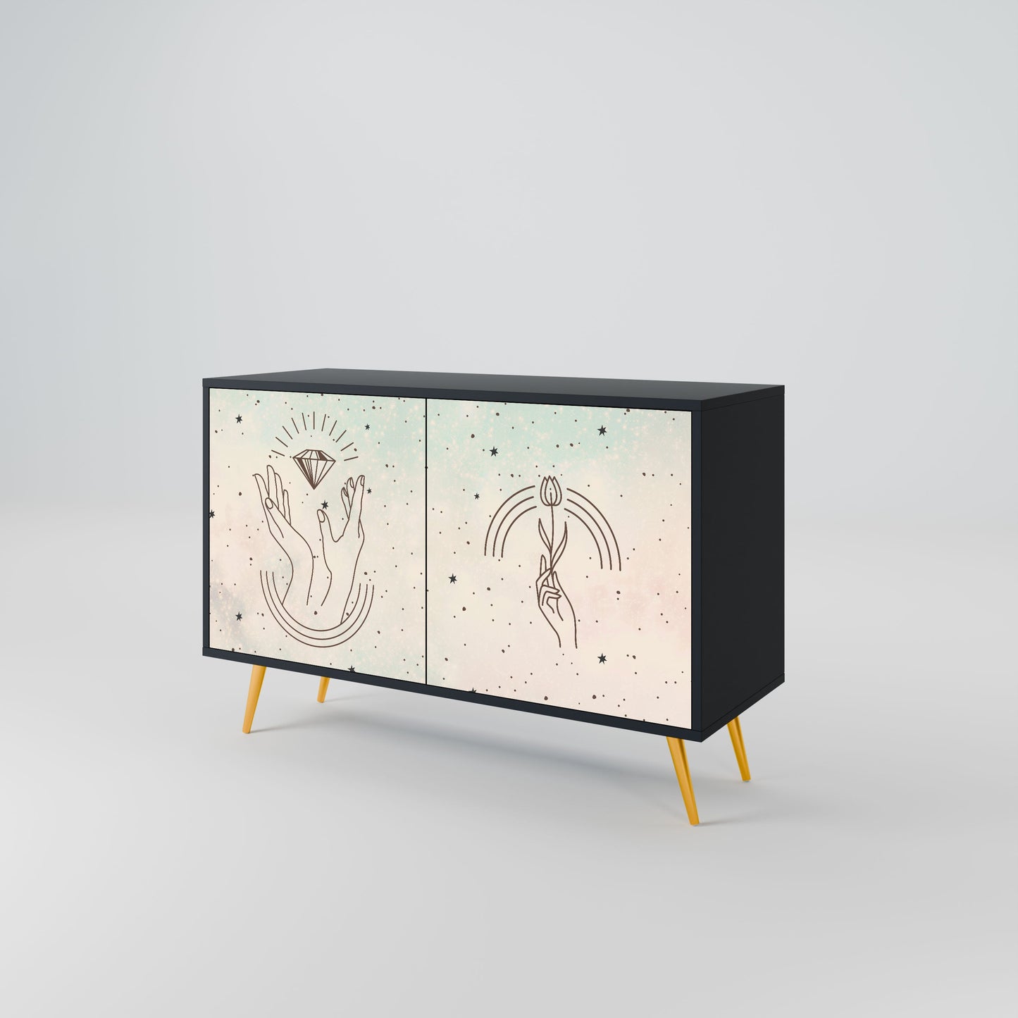 Credenza DELICATE BEAUTY a 2 ante in finitura nera