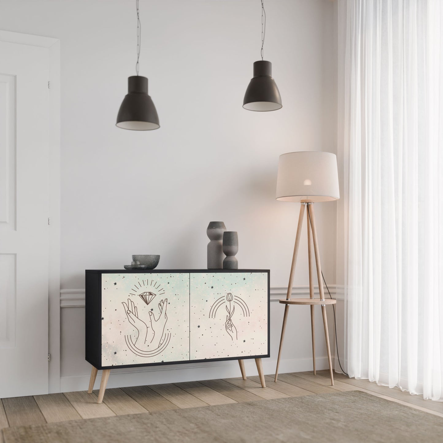 Credenza DELICATE BEAUTY a 2 ante in finitura nera