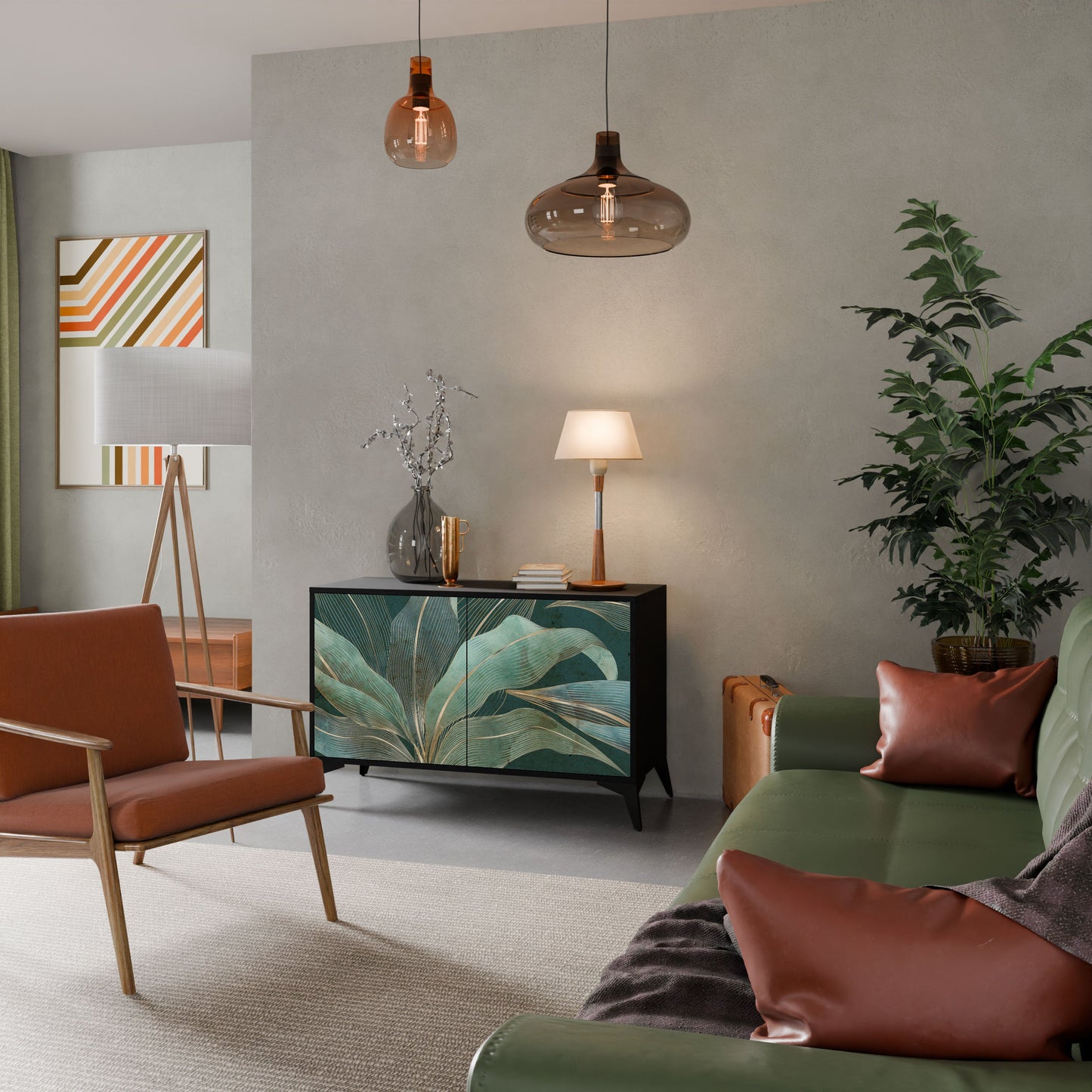 Credenza a 2 ante ROYAL GREEN in finitura nera