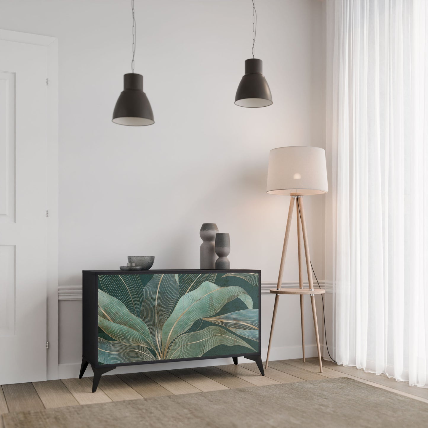 Credenza a 2 ante ROYAL GREEN in finitura nera