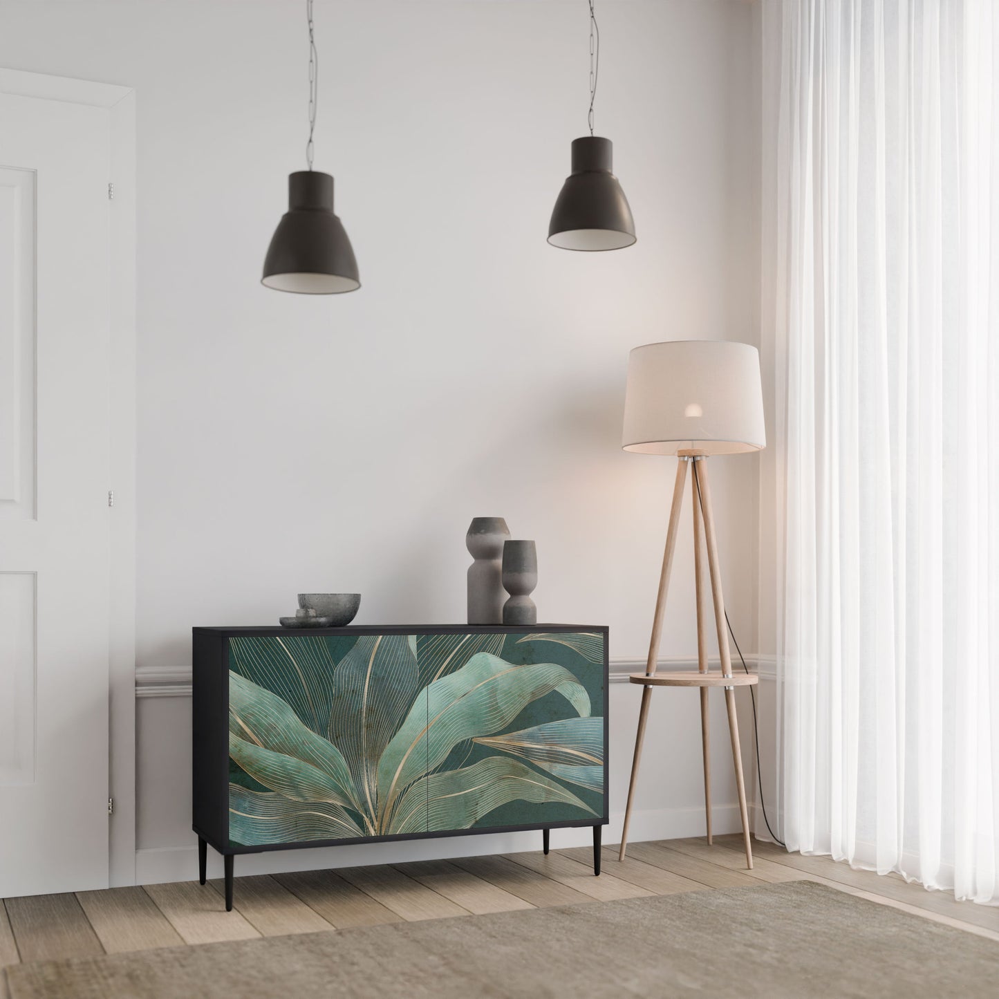 Credenza a 2 ante ROYAL GREEN in finitura nera