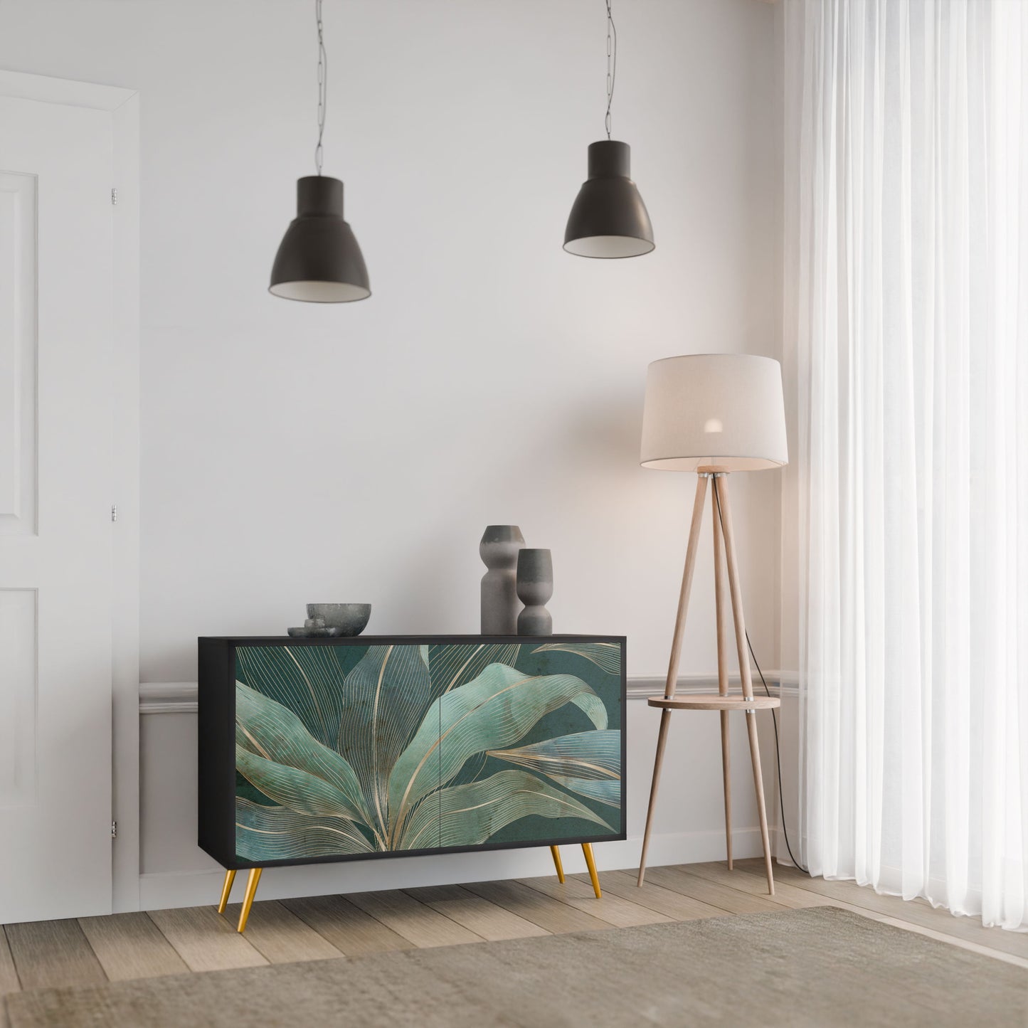 Credenza a 2 ante ROYAL GREEN in finitura nera