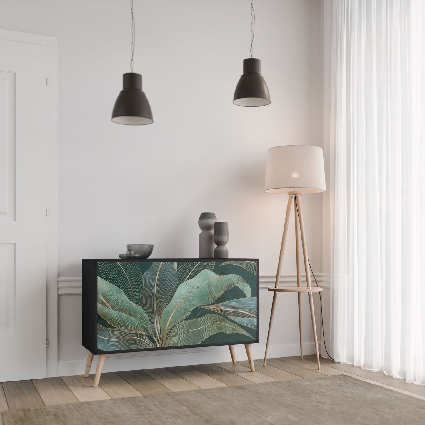 Credenza a 2 ante ROYAL GREEN in finitura nera