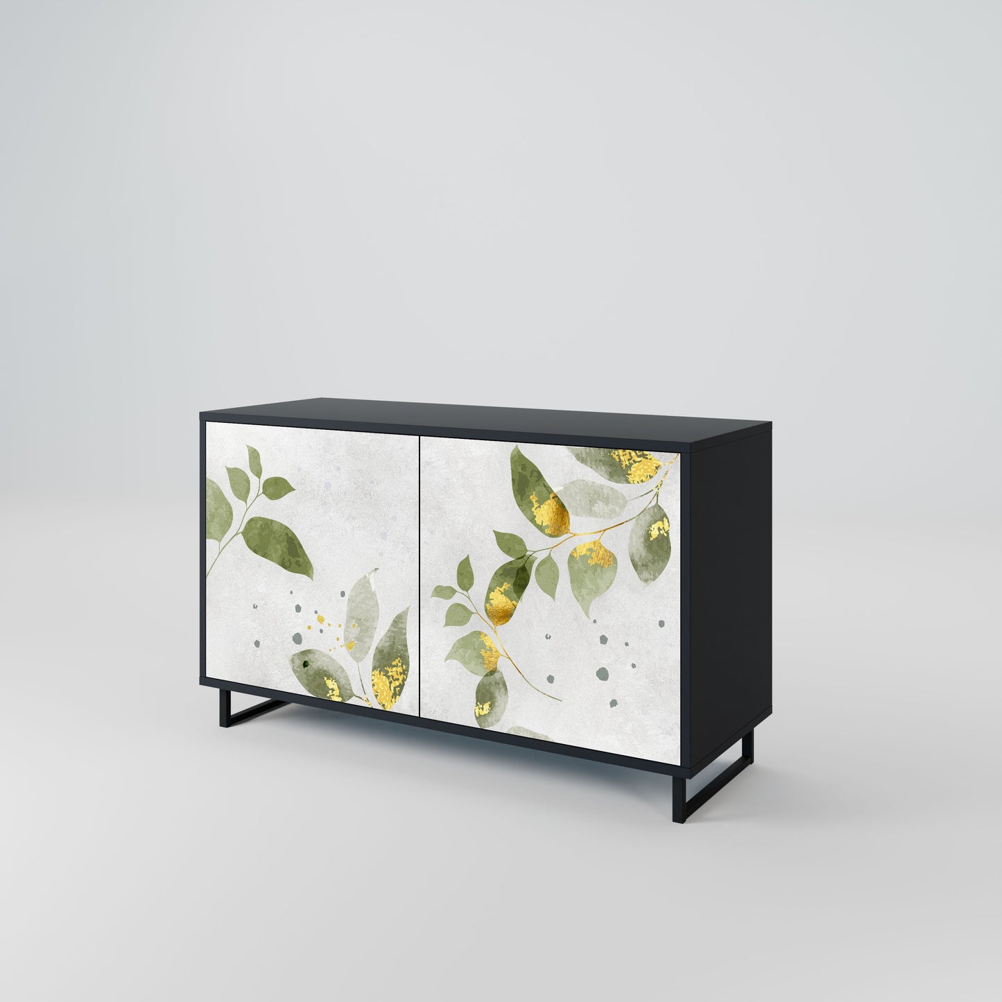 Credenza ELEGANT BOTANICS a 2 ante in finitura nera