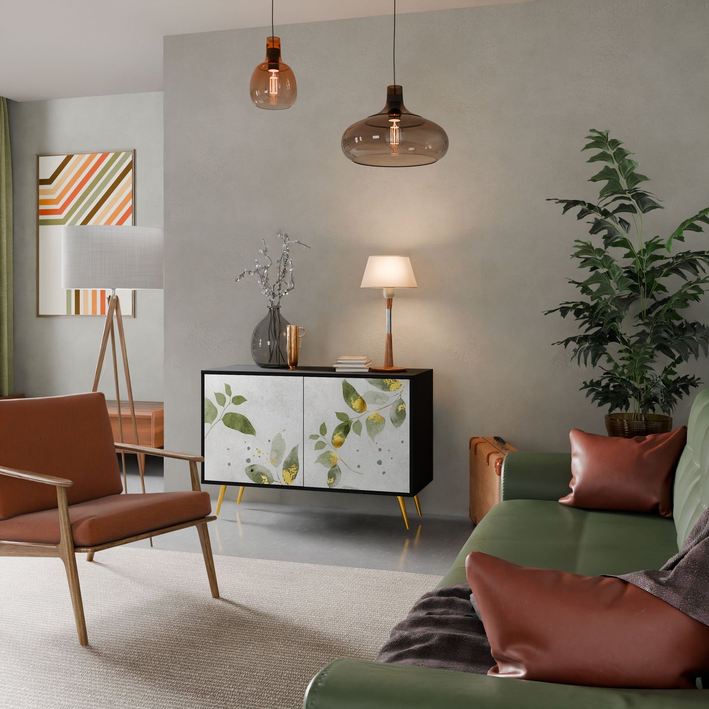 Credenza ELEGANT BOTANICS a 2 ante in finitura nera