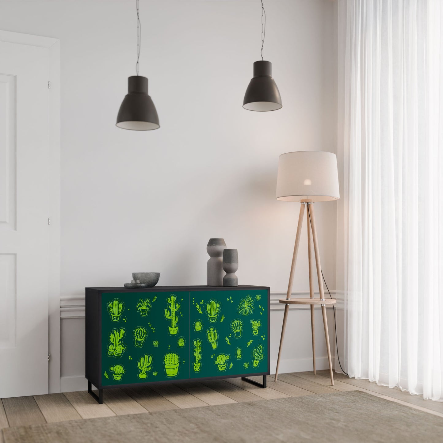 Credenza DESERT GREEN a 2 ante in finitura nera