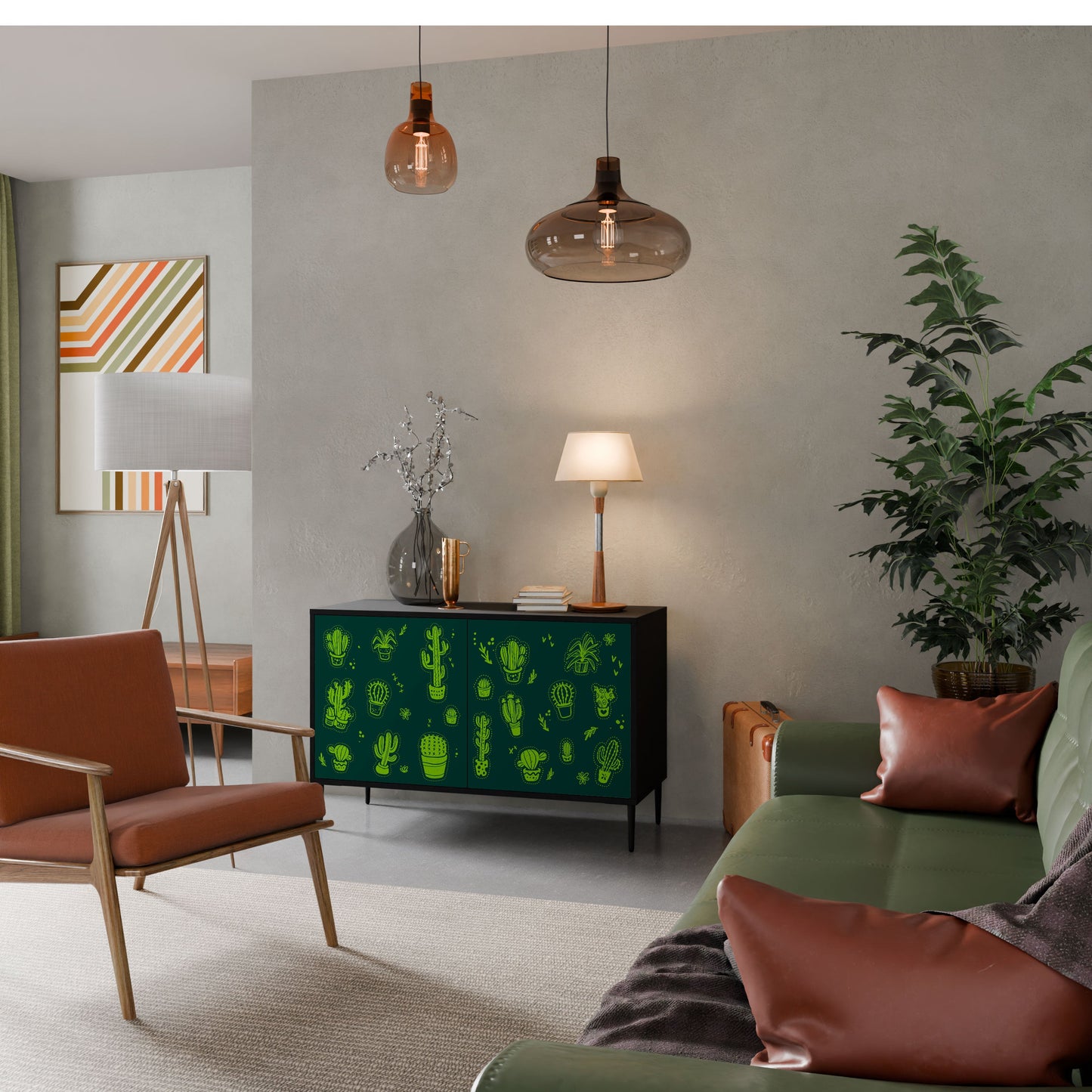 Credenza DESERT GREEN a 2 ante in finitura nera