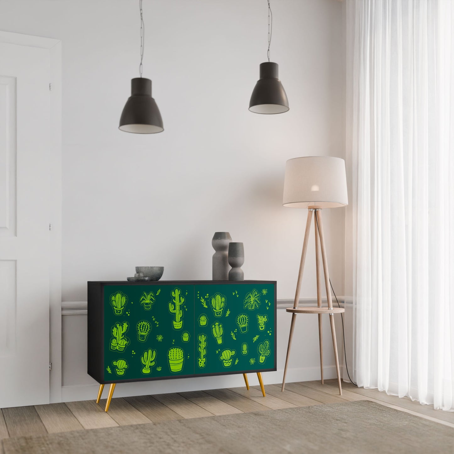 Credenza DESERT GREEN a 2 ante in finitura nera