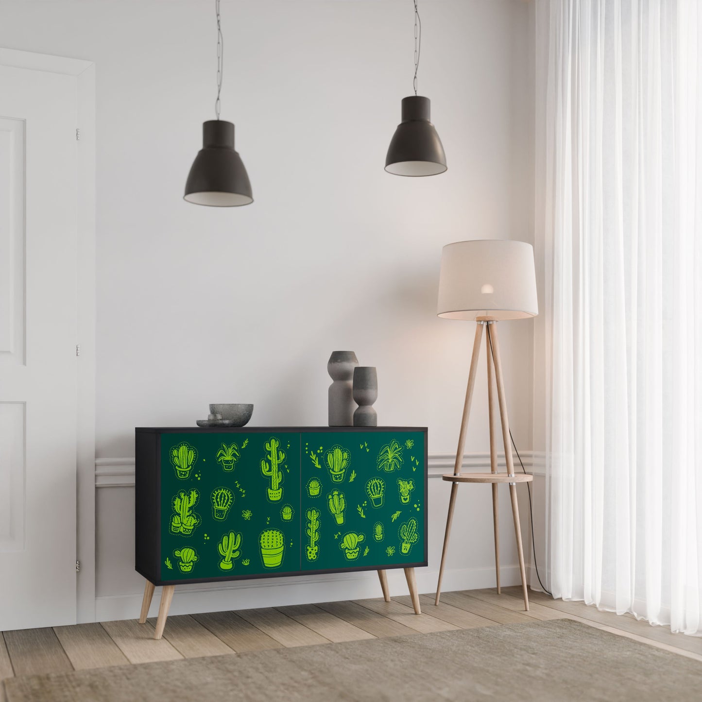 Credenza DESERT GREEN a 2 ante in finitura nera
