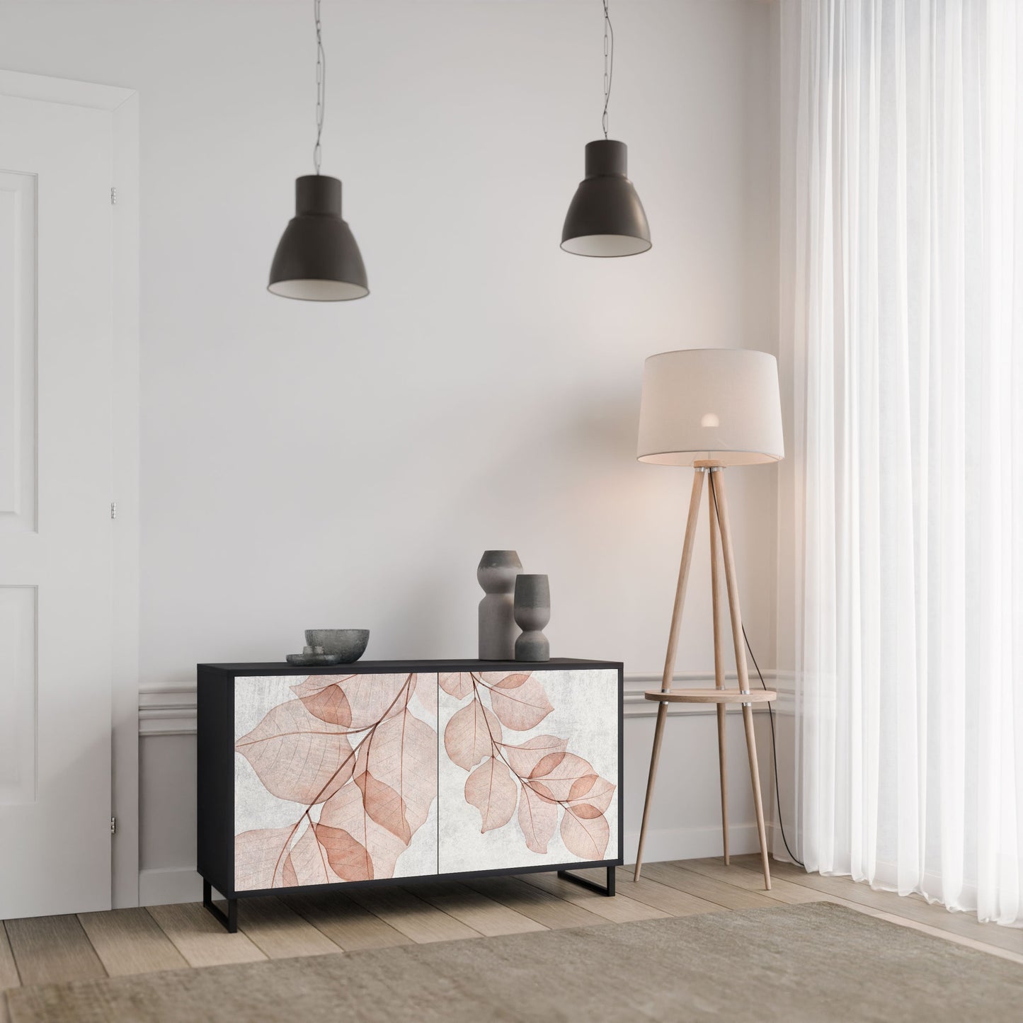 Credenza AUTUMN FRAGILITÀ a 2 ante in finitura nera
