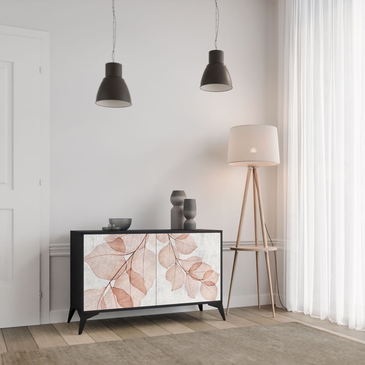 Credenza AUTUMN FRAGILITÀ a 2 ante in finitura nera