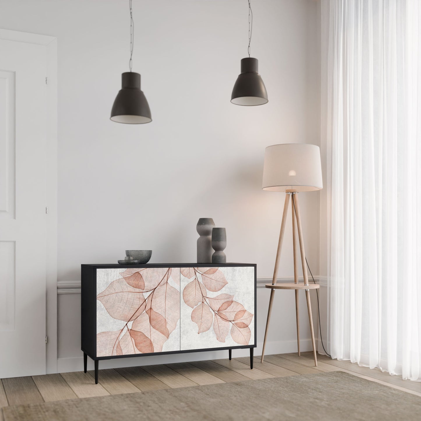 Credenza AUTUMN FRAGILITÀ a 2 ante in finitura nera