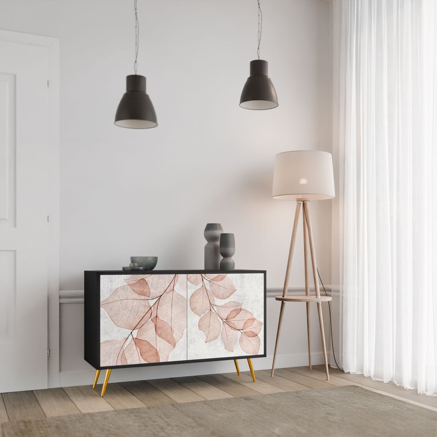 Credenza AUTUMN FRAGILITÀ a 2 ante in finitura nera