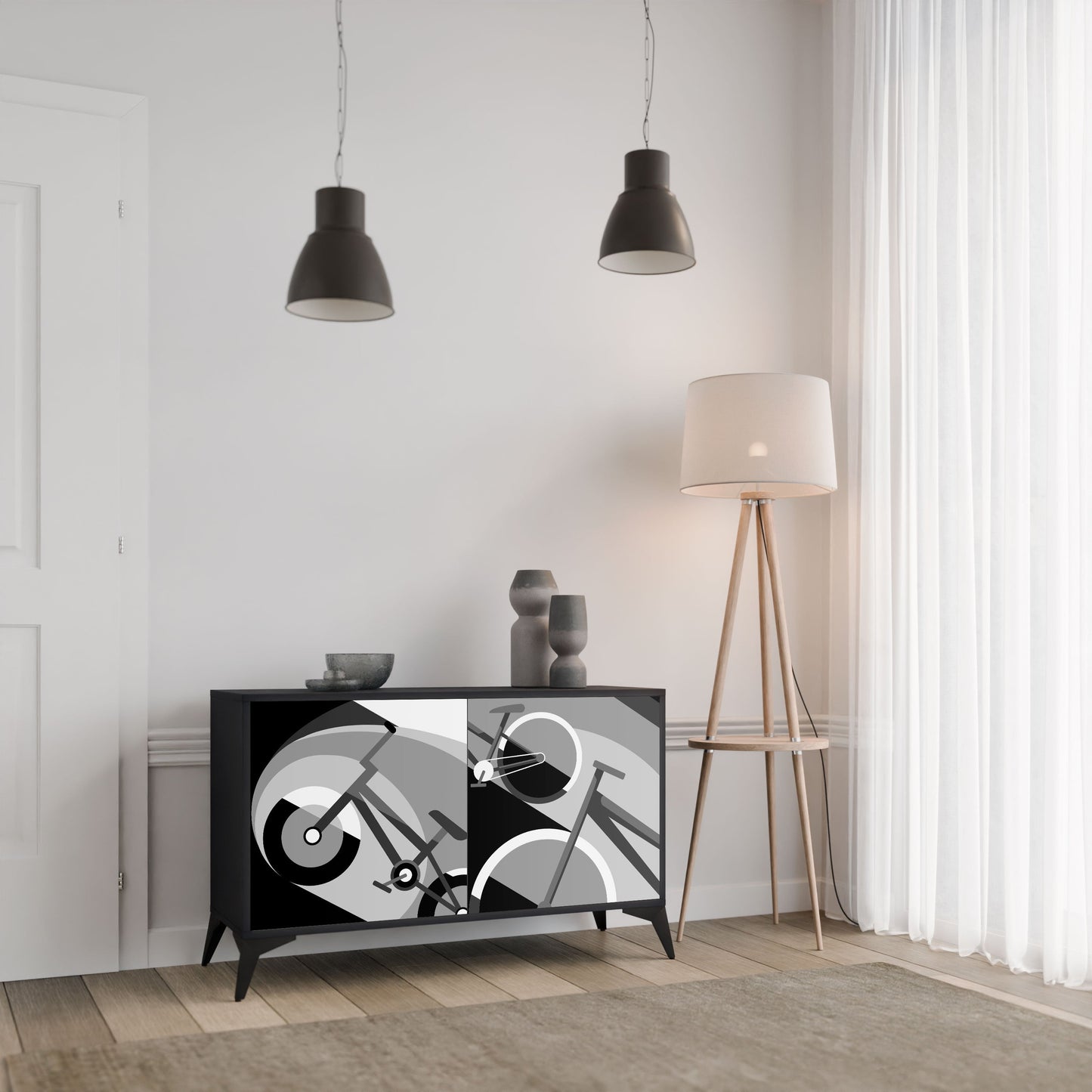 Credenza a 2 ante BIKE ENERGY in finitura nera