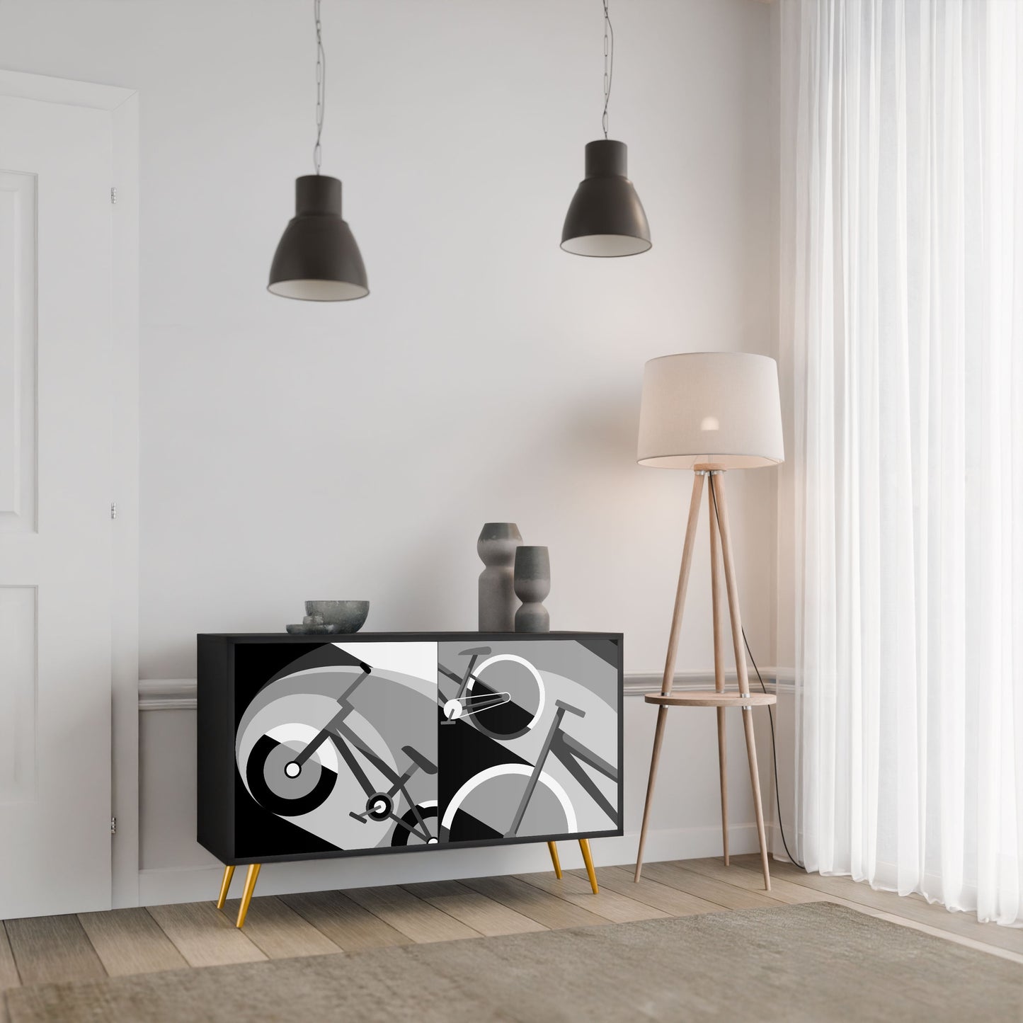 Credenza a 2 ante BIKE ENERGY in finitura nera