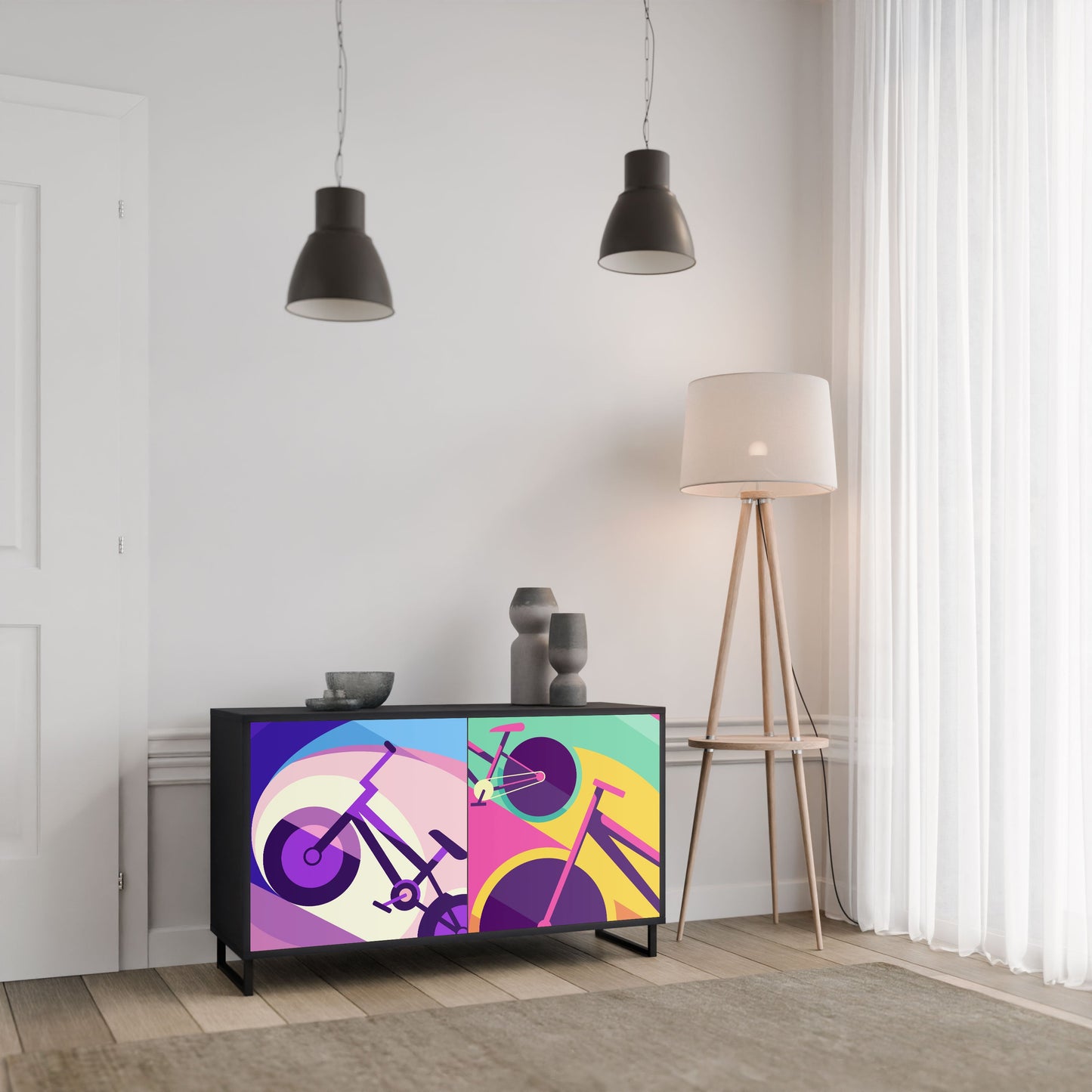 Credenza a 2 ante BIKE DREAMS in finitura nera