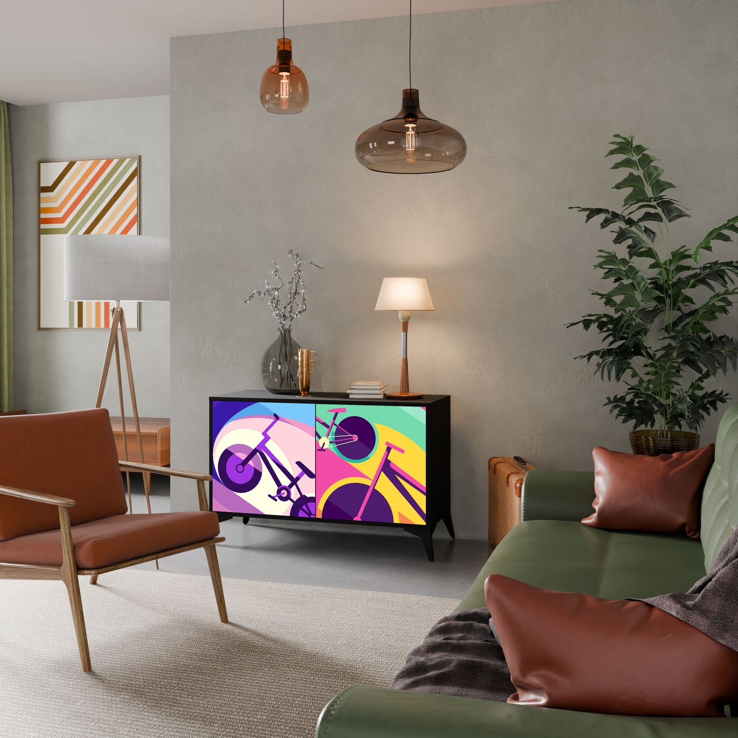 Credenza a 2 ante BIKE DREAMS in finitura nera