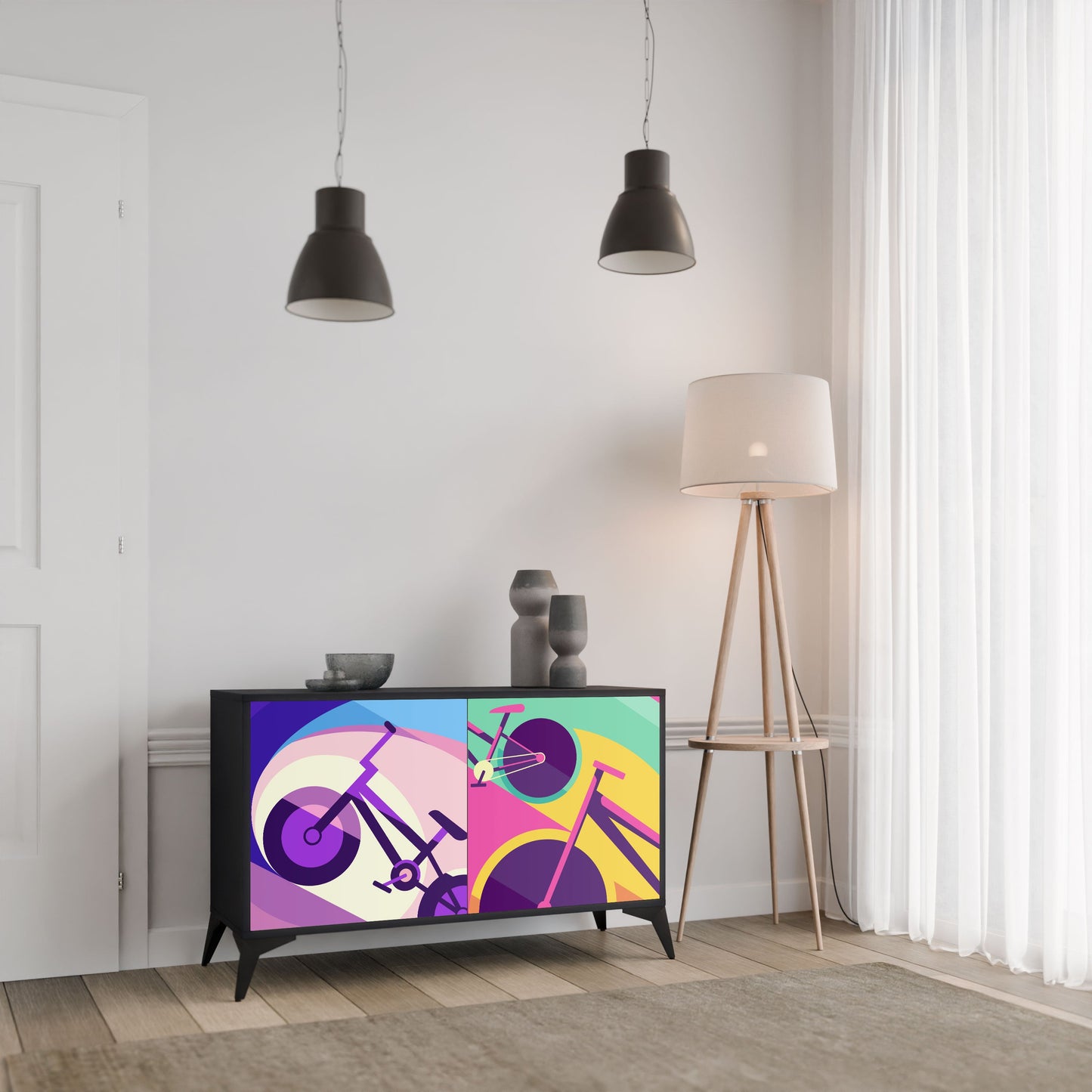Credenza a 2 ante BIKE DREAMS in finitura nera