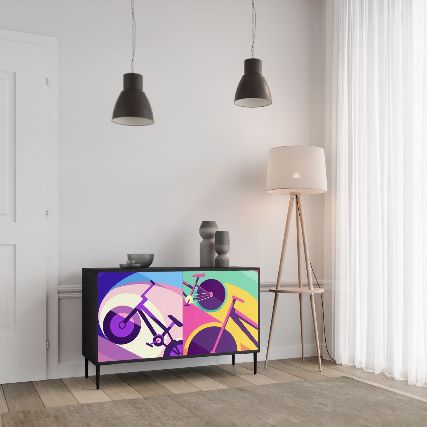 Credenza a 2 ante BIKE DREAMS in finitura nera