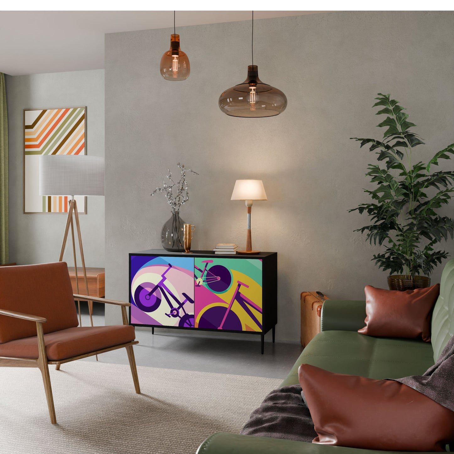 Credenza a 2 ante BIKE DREAMS in finitura nera