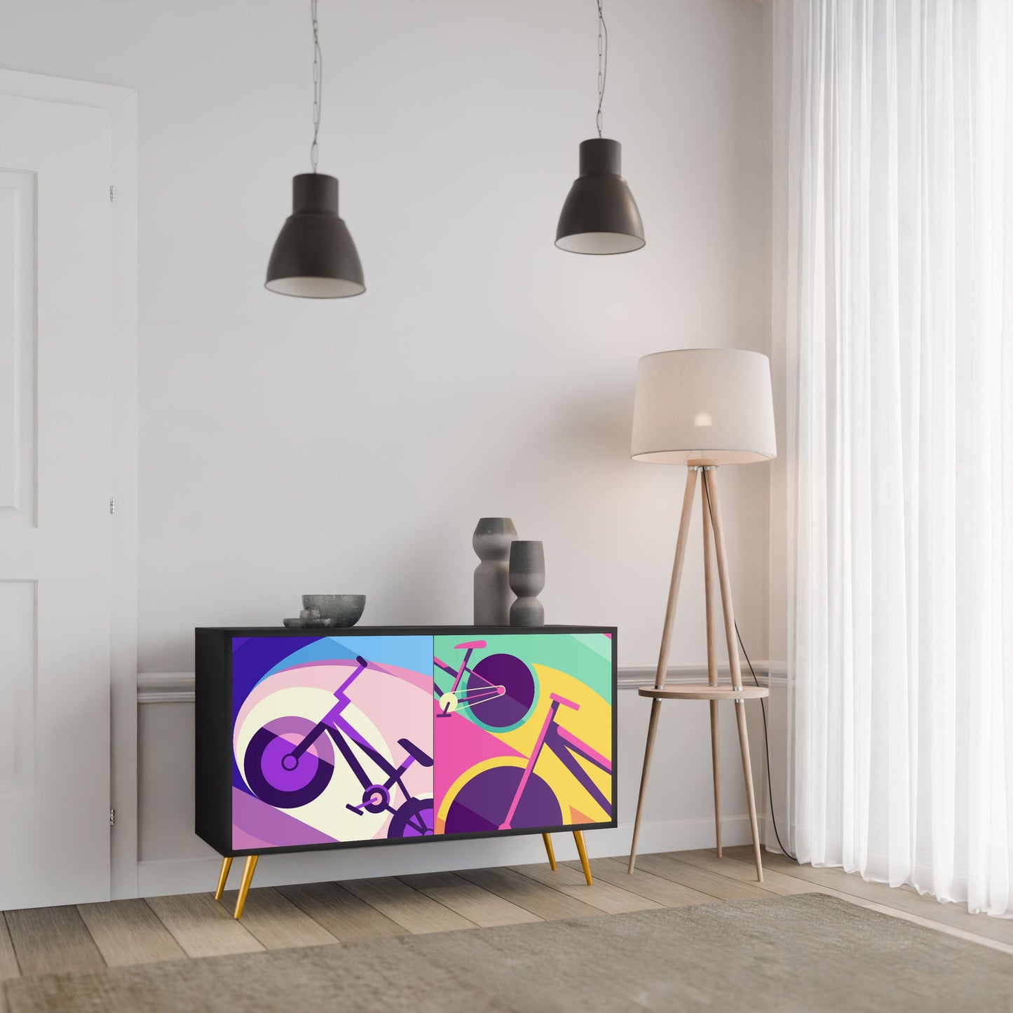 Credenza a 2 ante BIKE DREAMS in finitura nera