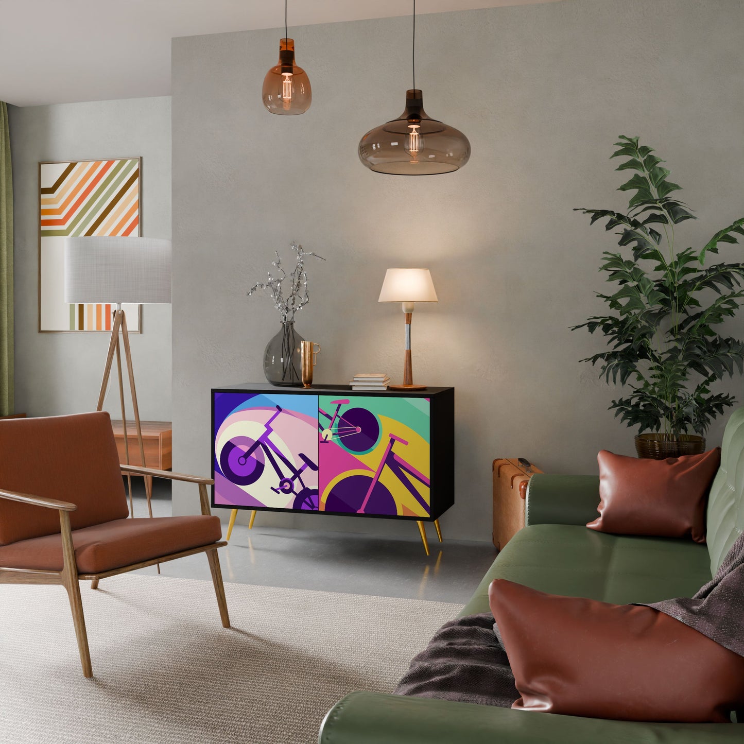 Credenza a 2 ante BIKE DREAMS in finitura nera