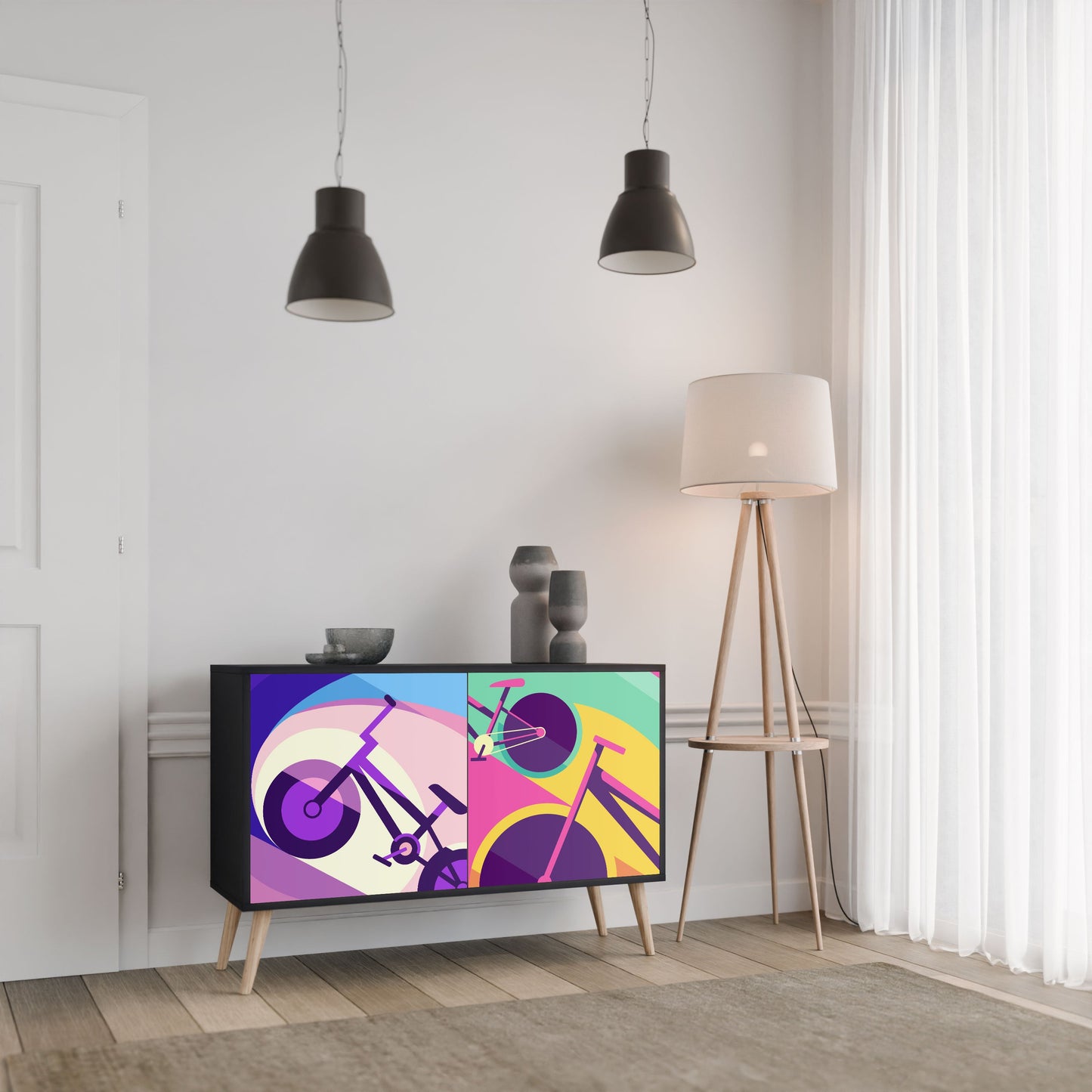 Credenza a 2 ante BIKE DREAMS in finitura nera