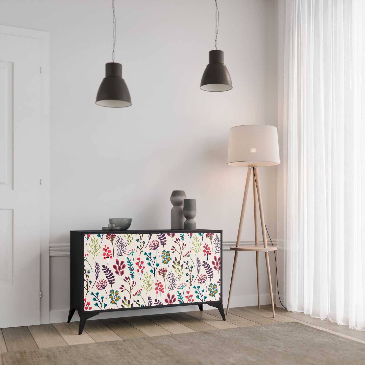 Credenza AUTUMN SUNDRIES a 2 ante in finitura nera