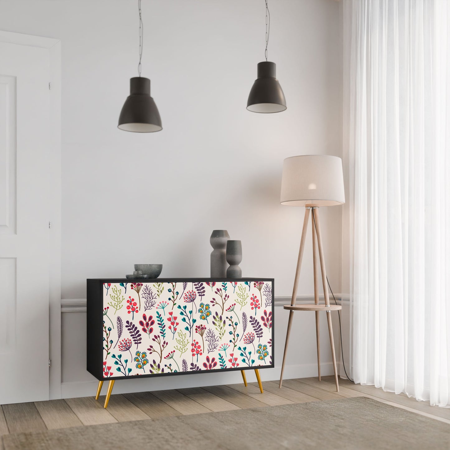 Credenza AUTUMN SUNDRIES a 2 ante in finitura nera