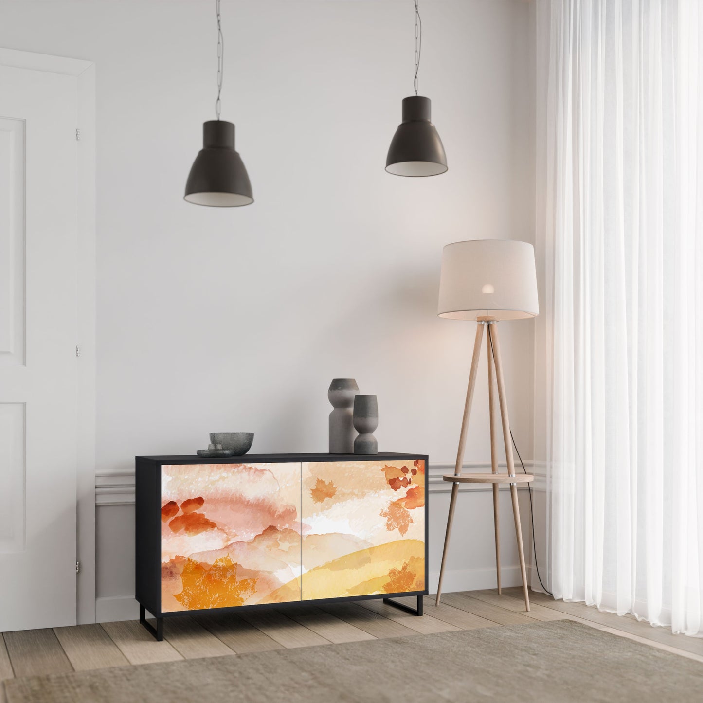 Credenza a 2 ante TRACES OF AUTUMN in finitura nera