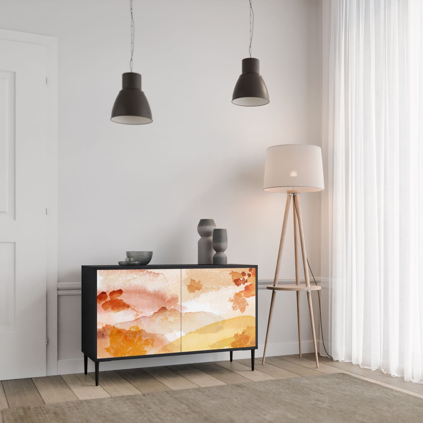 Credenza a 2 ante TRACES OF AUTUMN in finitura nera
