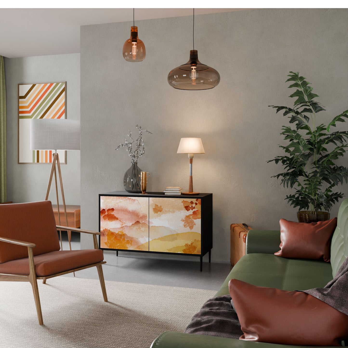 Credenza a 2 ante TRACES OF AUTUMN in finitura nera