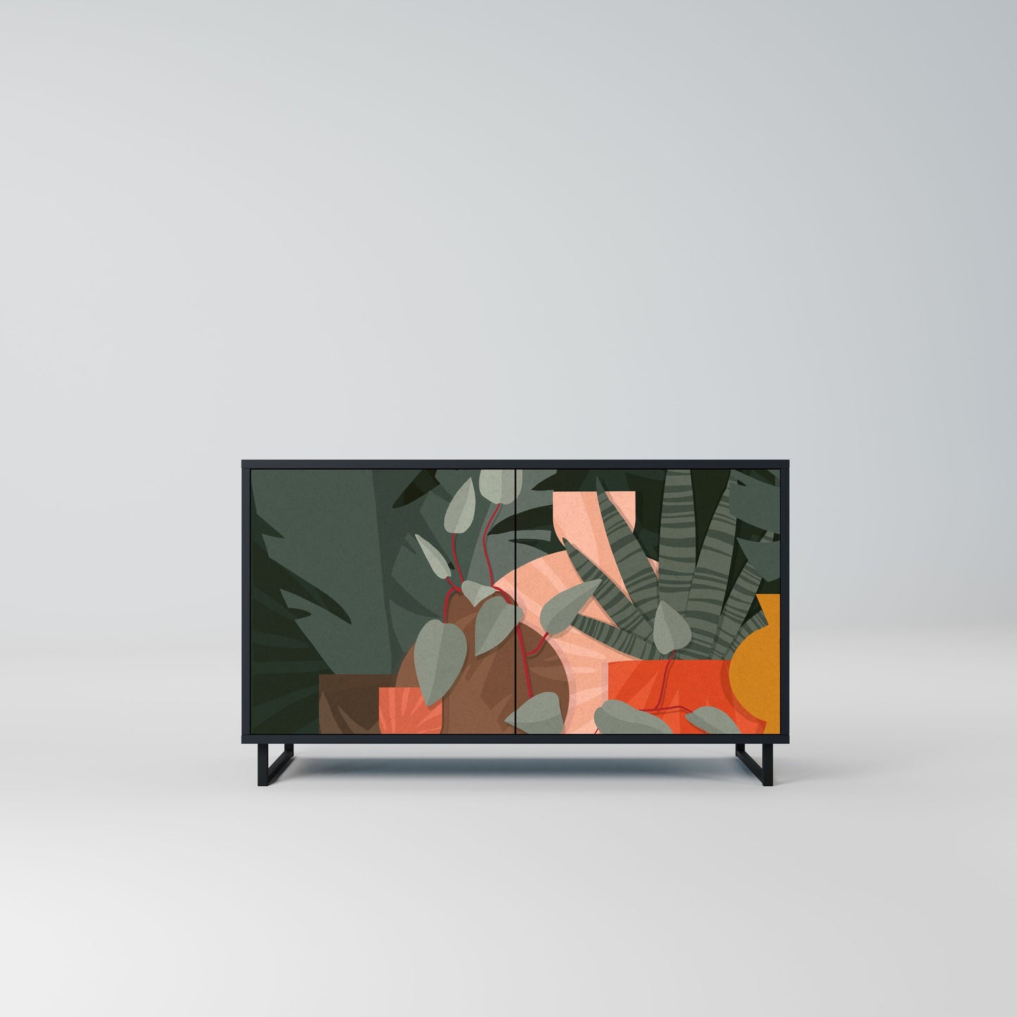 Credenza TROPICAL COMPOSITION a 2 ante in finitura nera