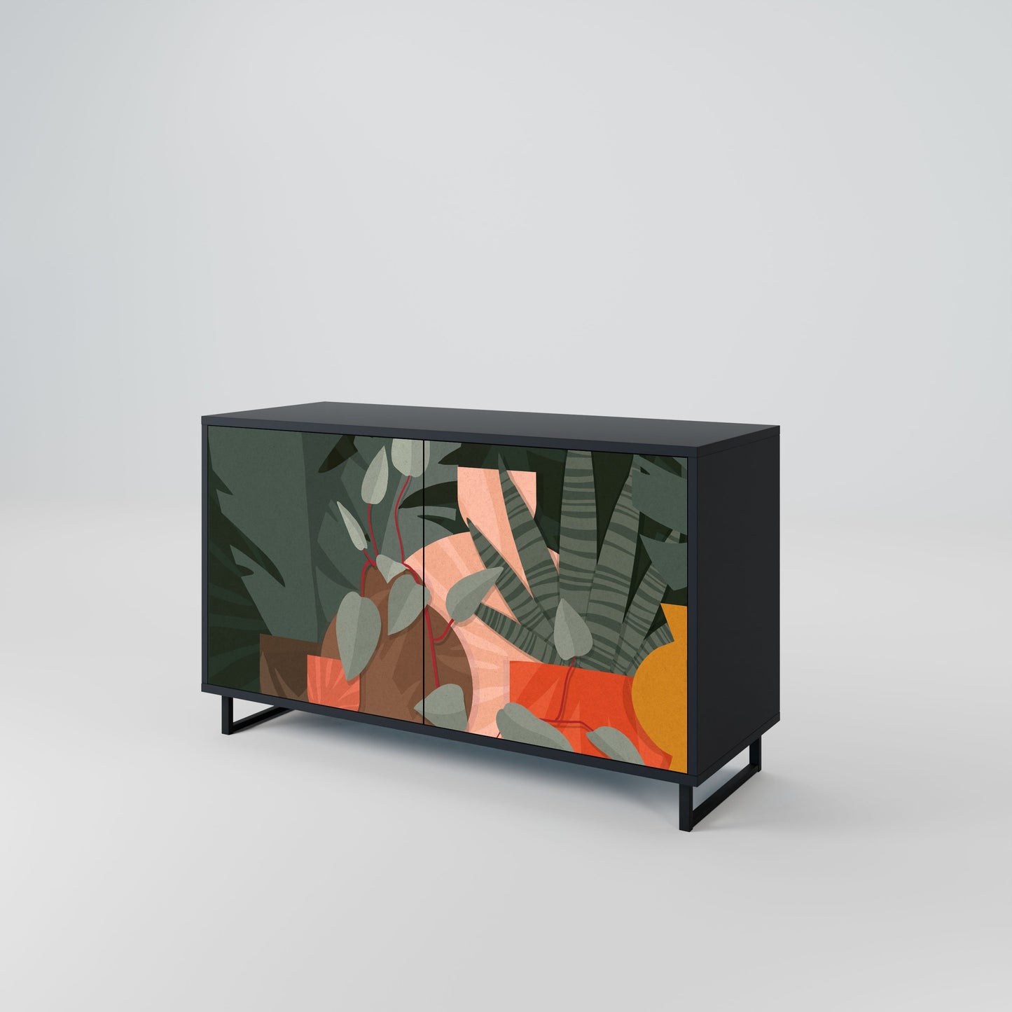 Credenza TROPICAL COMPOSITION a 2 ante in finitura nera