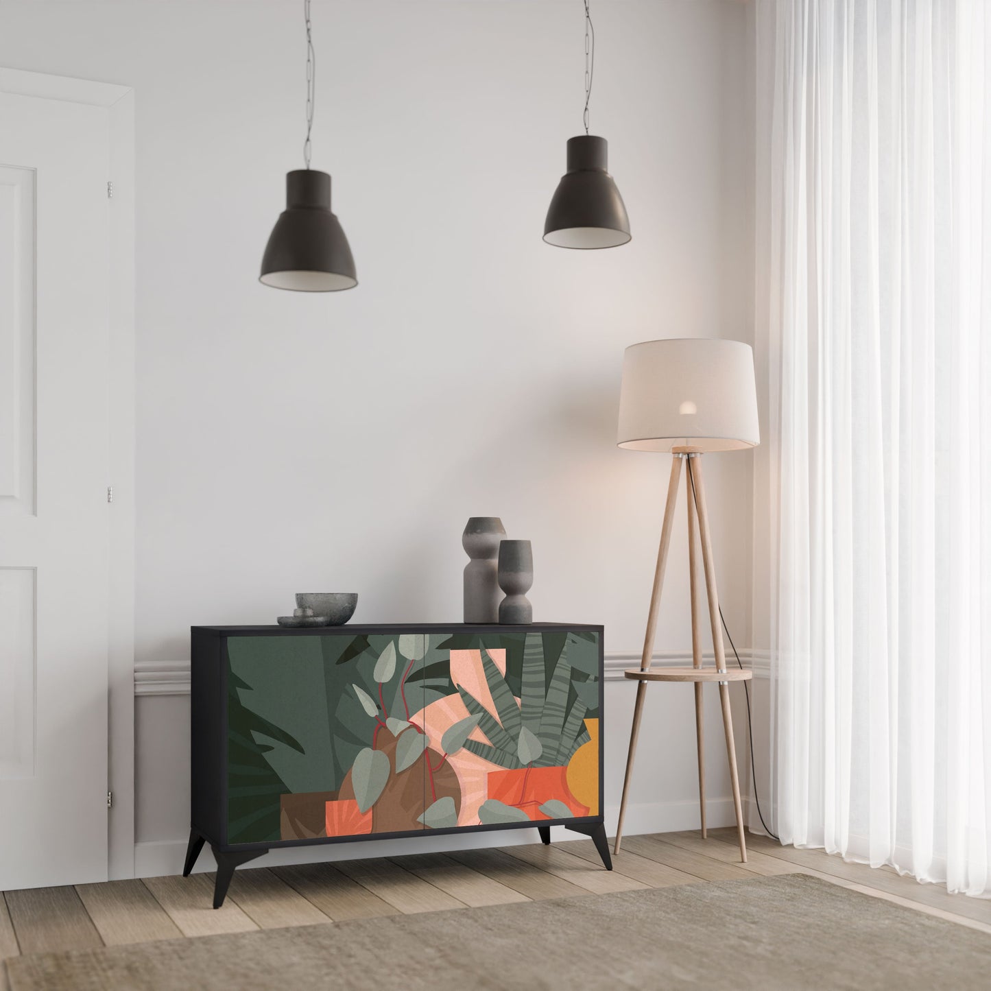 Credenza TROPICAL COMPOSITION a 2 ante in finitura nera
