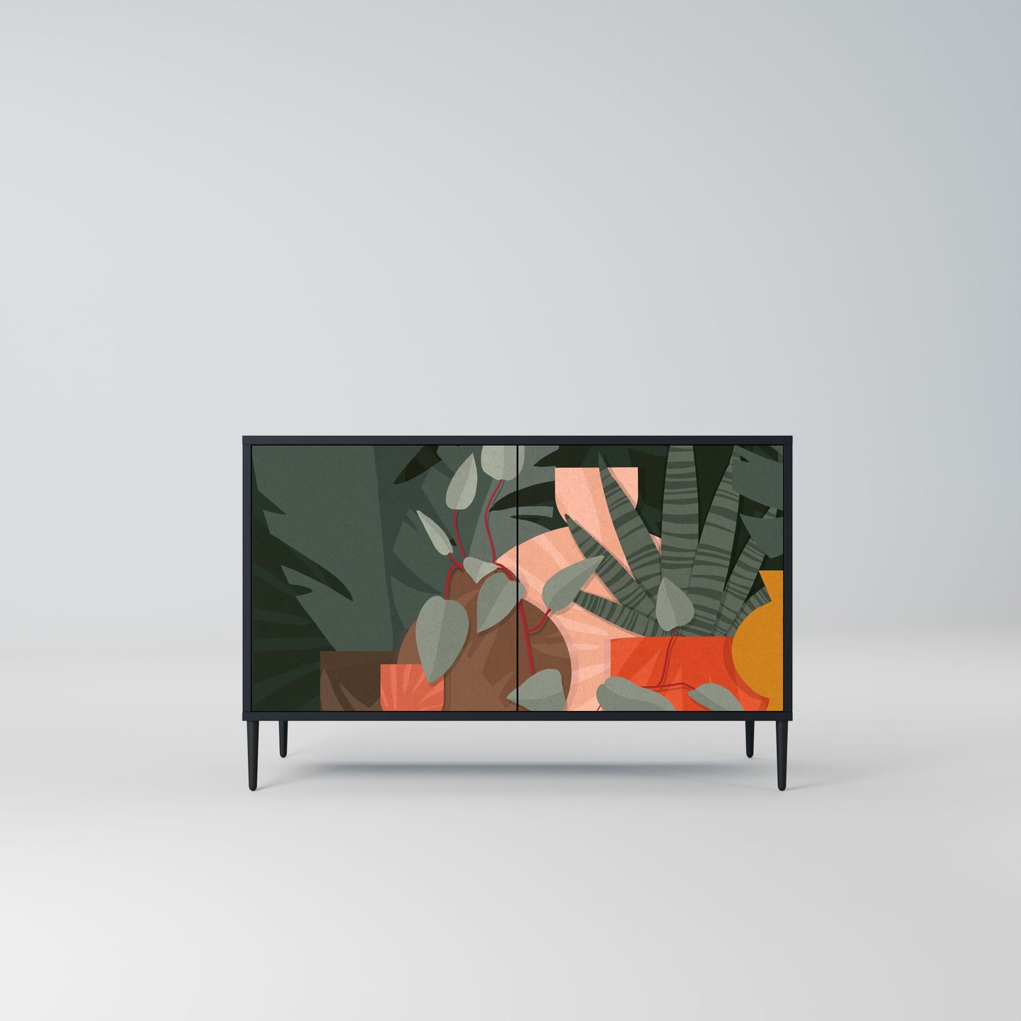 Credenza TROPICAL COMPOSITION a 2 ante in finitura nera