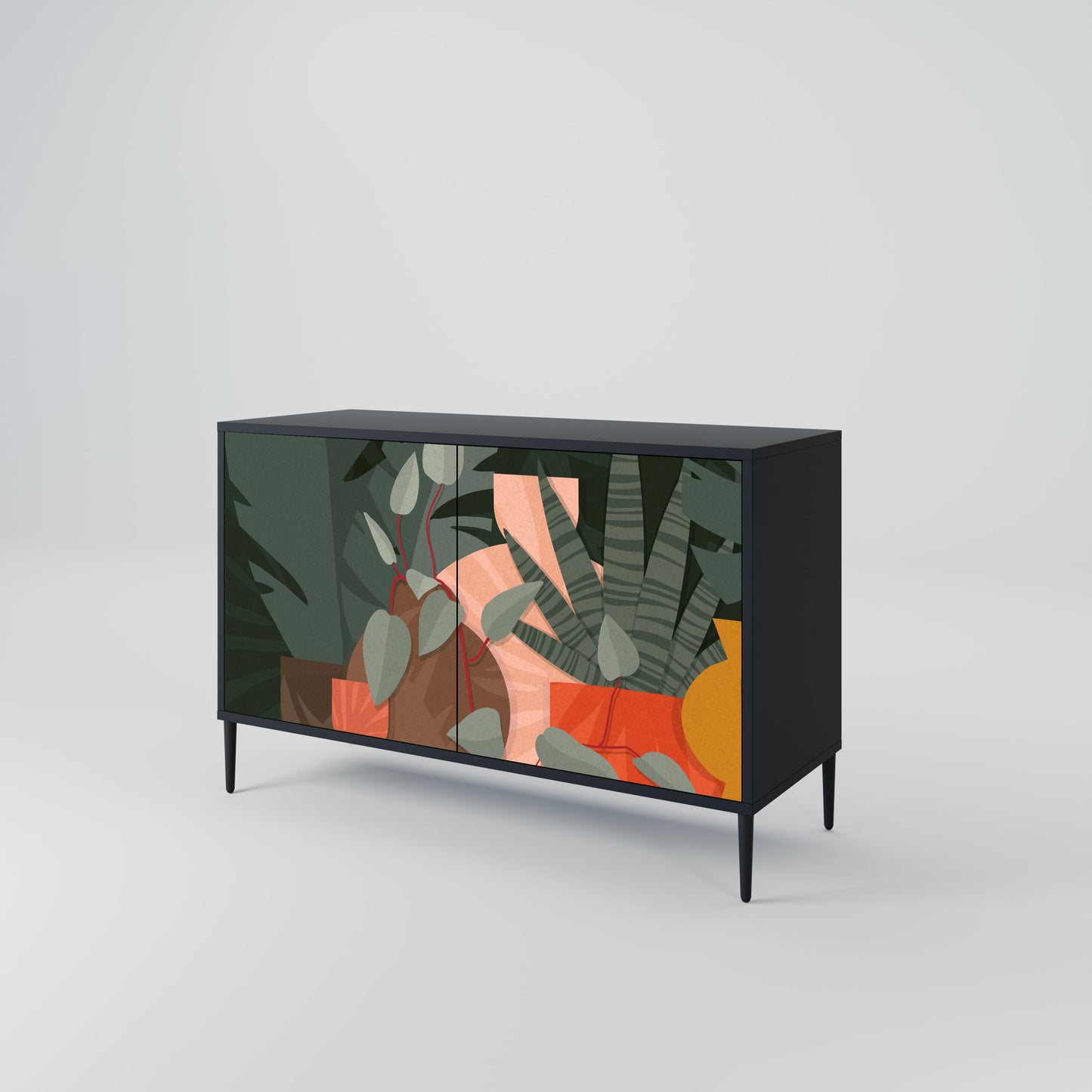 Credenza TROPICAL COMPOSITION a 2 ante in finitura nera