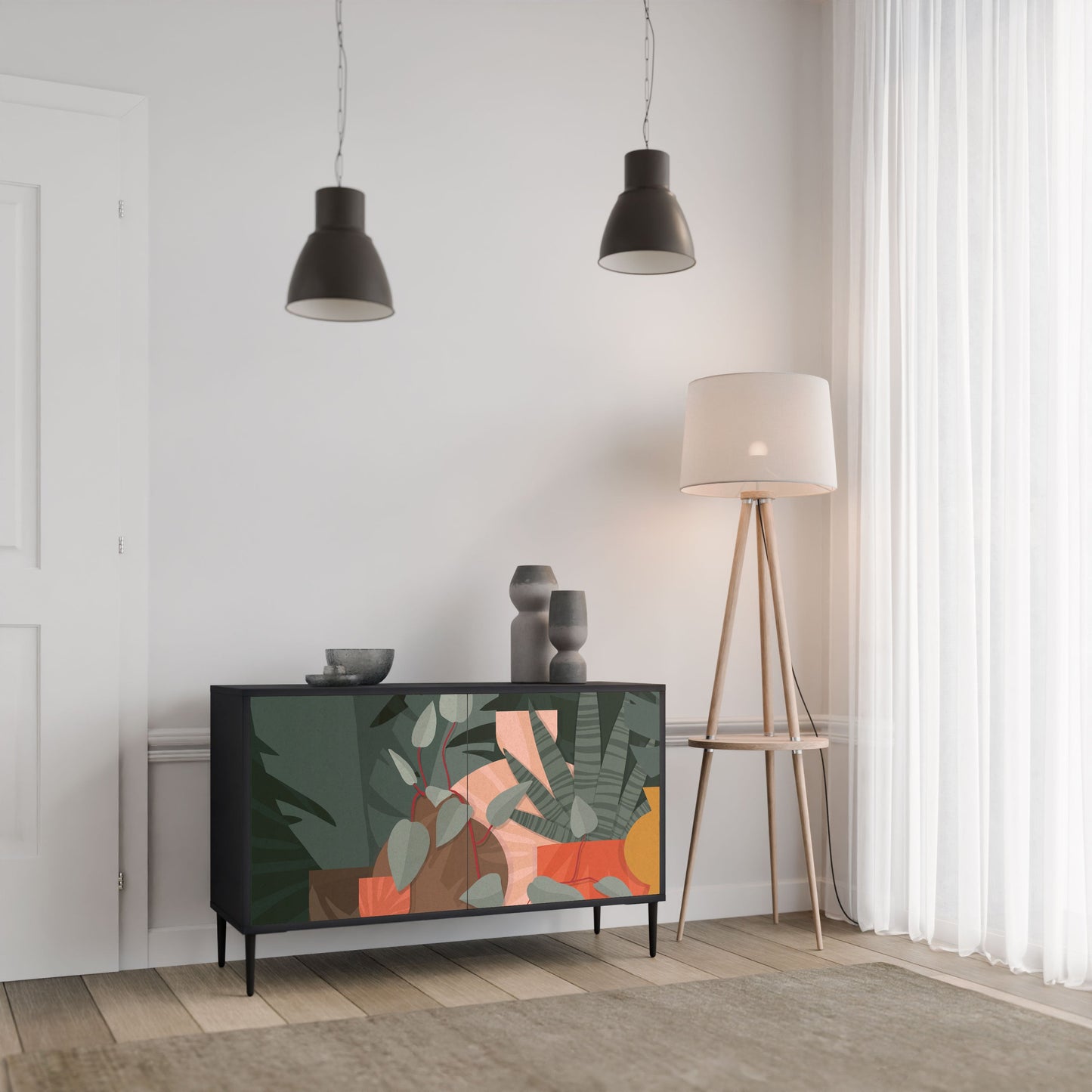 Credenza TROPICAL COMPOSITION a 2 ante in finitura nera
