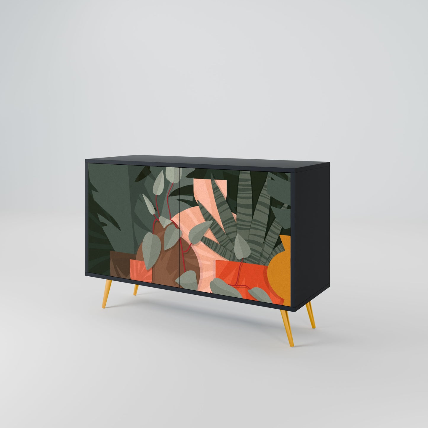 Credenza TROPICAL COMPOSITION a 2 ante in finitura nera