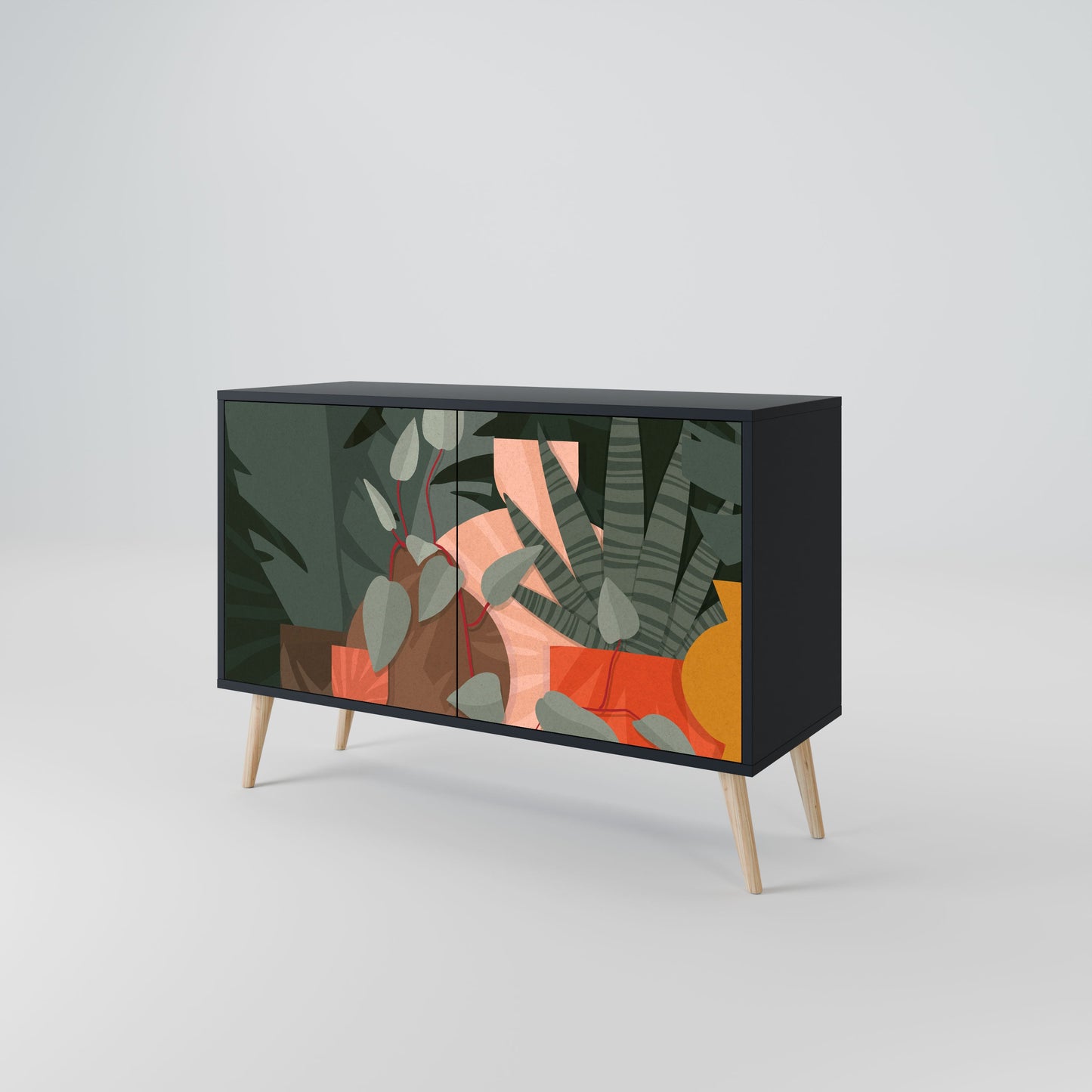 Credenza TROPICAL COMPOSITION a 2 ante in finitura nera